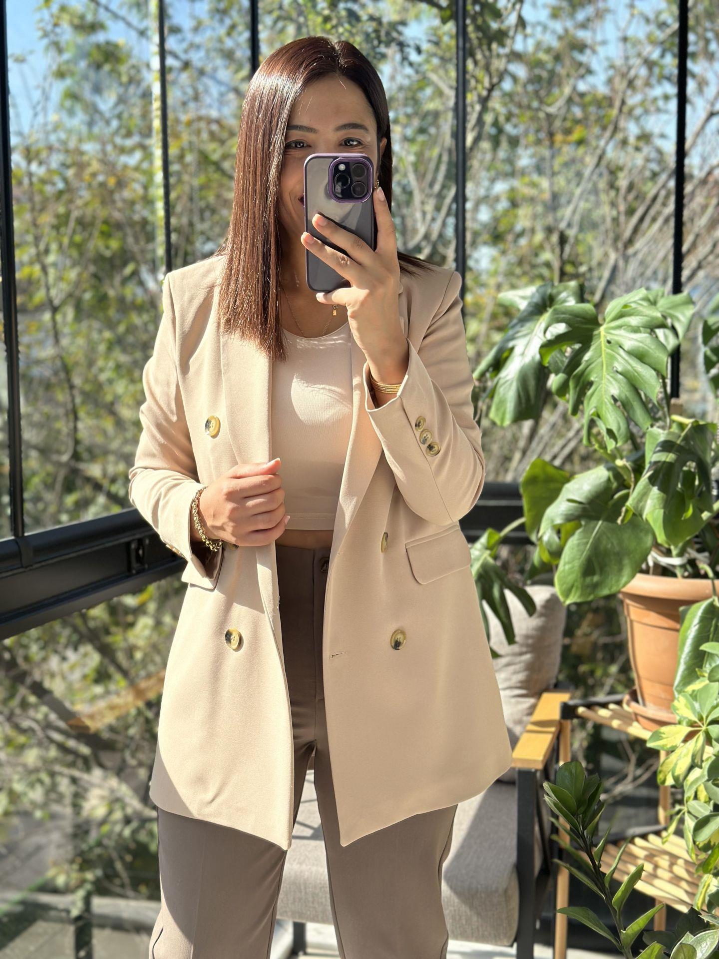 Slimfit Rahat Kalıp Blazer Bej