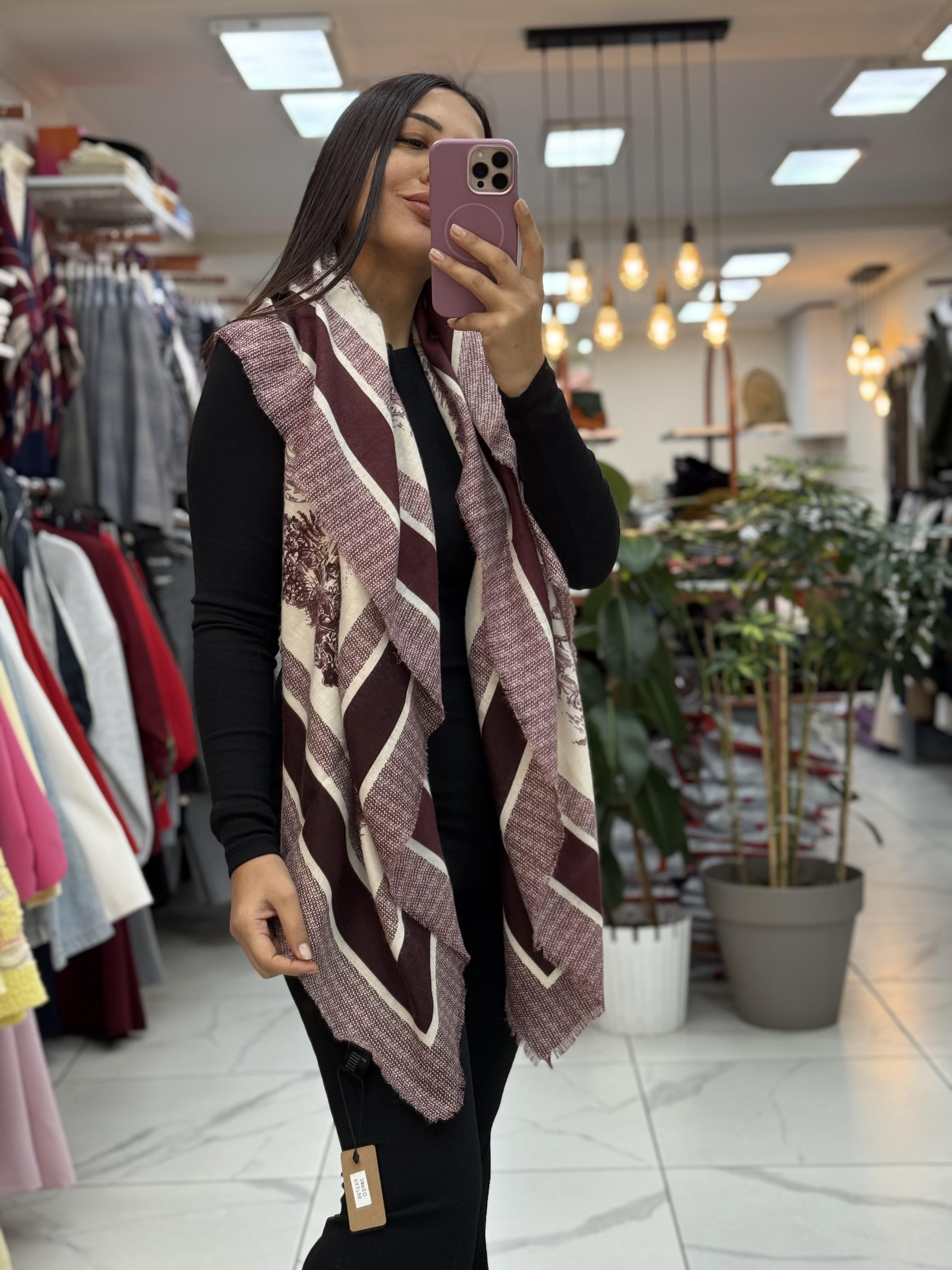 İthal Kaşmir Şal D*or Mürdüm