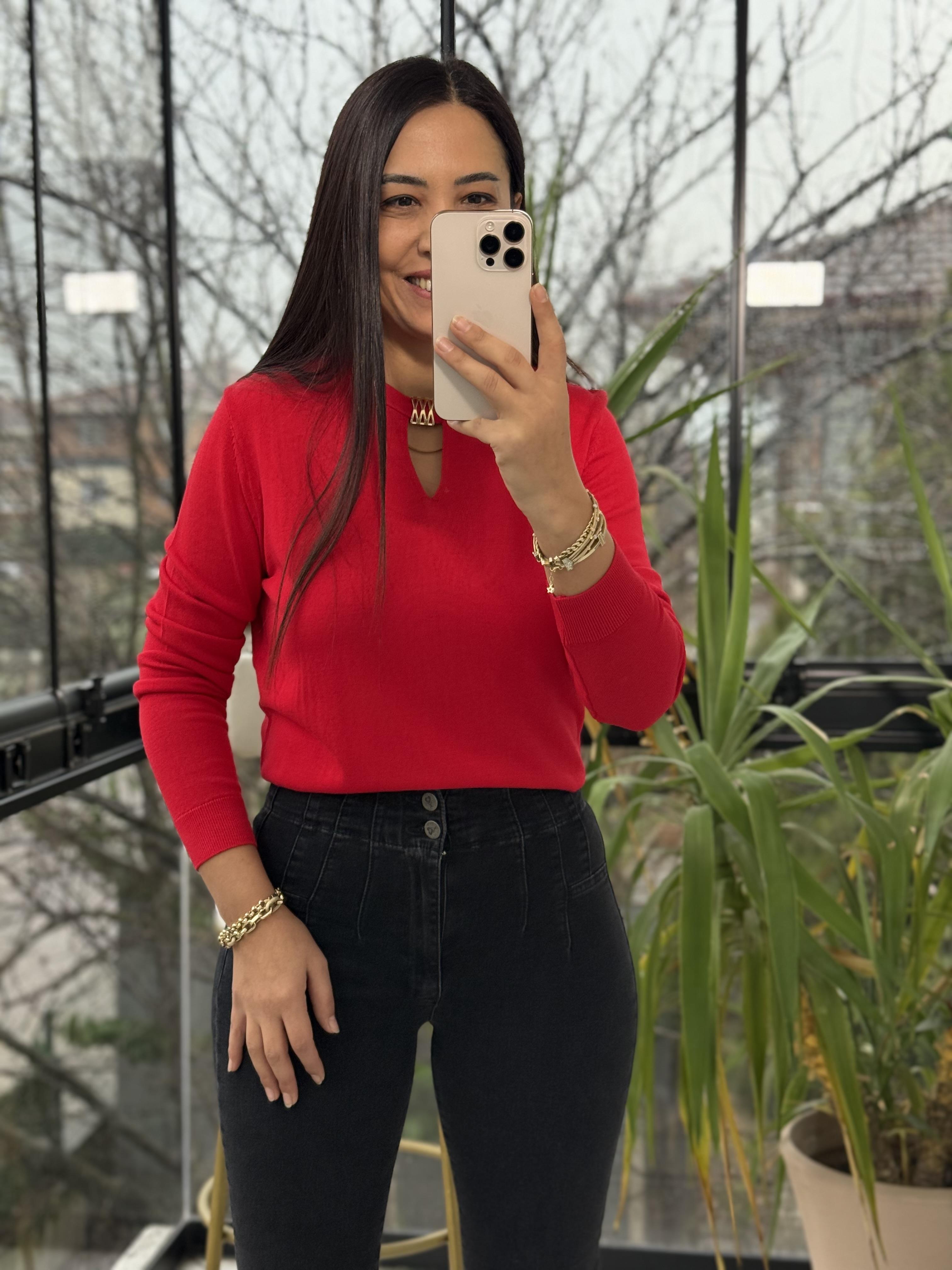 Pencere Detay Gold Tokalı Merserize Kırmızı