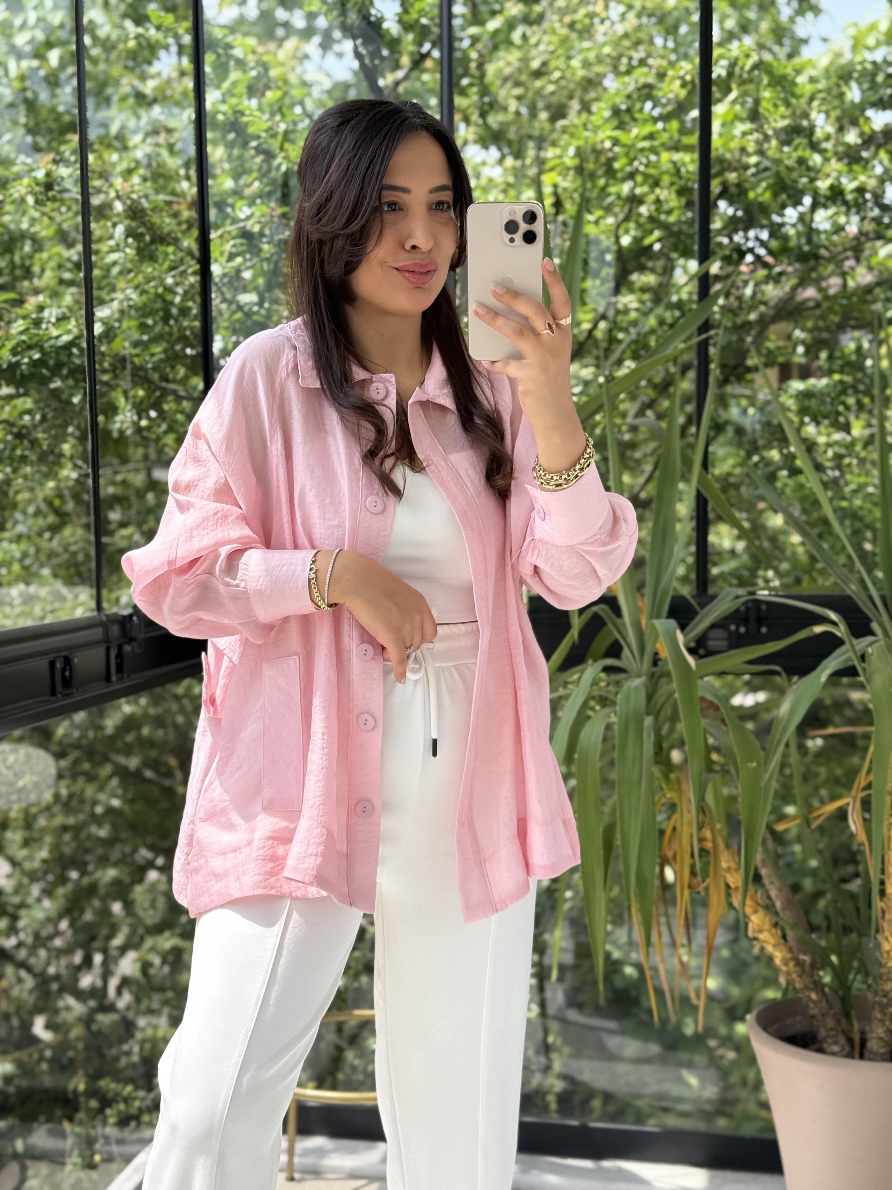 Reğlan Kol Salaş Gömlek Pembe