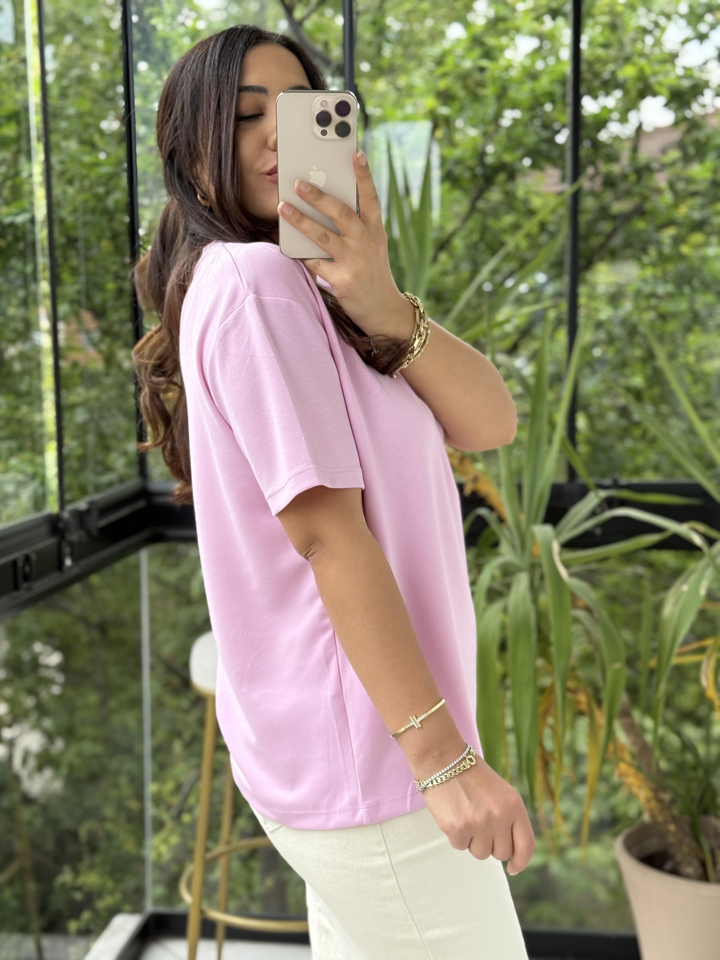 Oysh Modal Basic Tişört Pembe