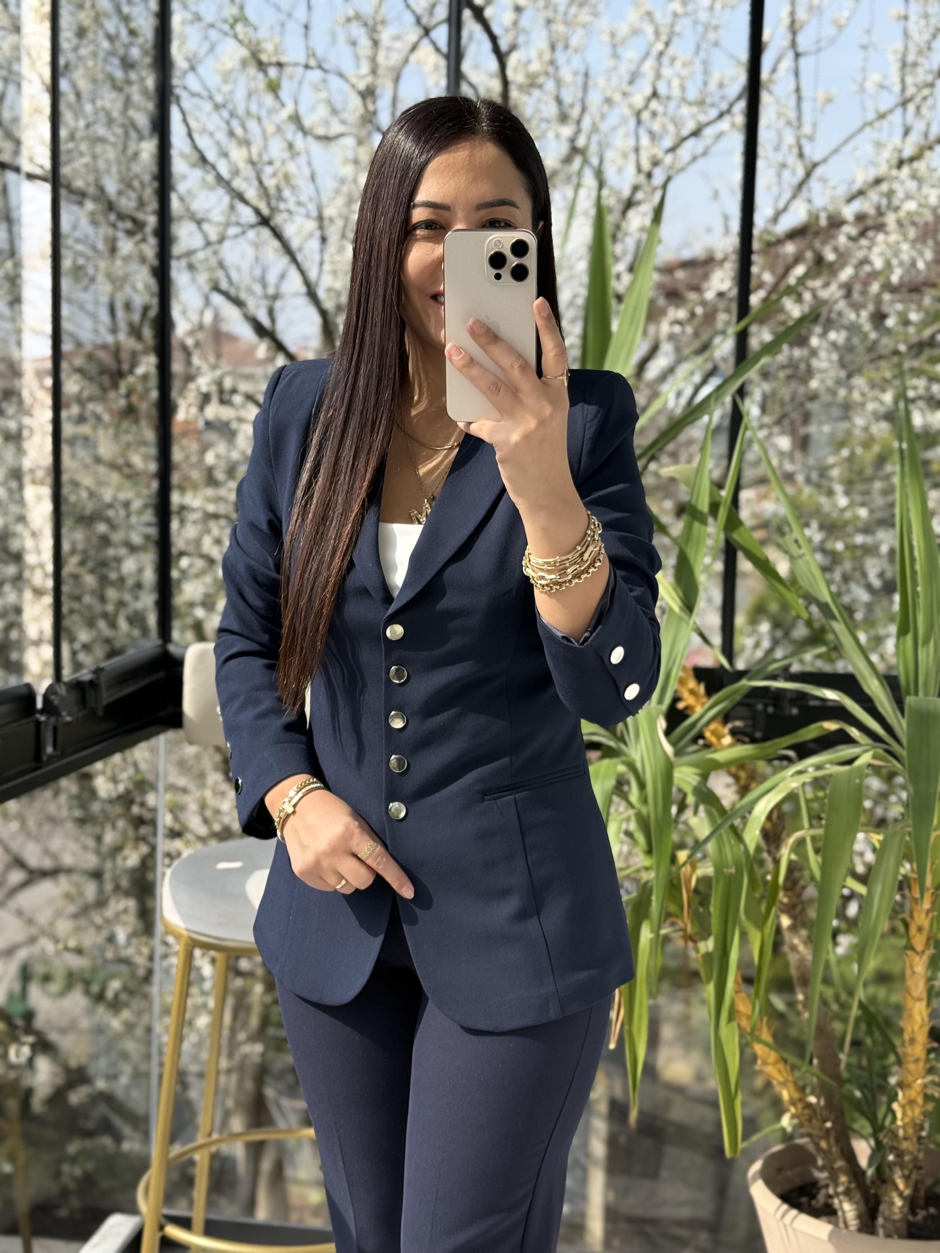 Beş Düğme Slimfit Blazer Ceket Lacivert
