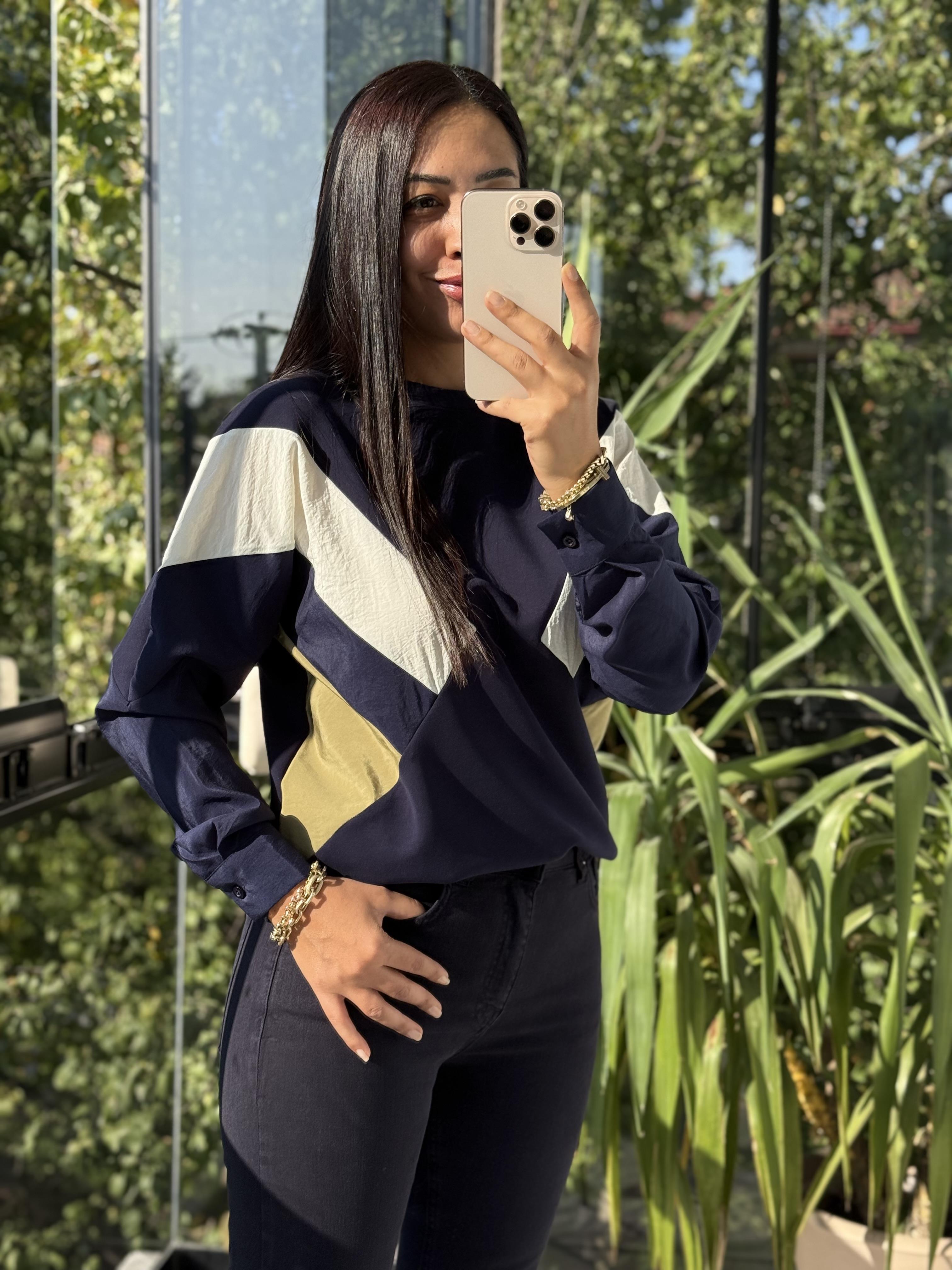 Gömlek Kol Mix Sweatshirt Lacivert