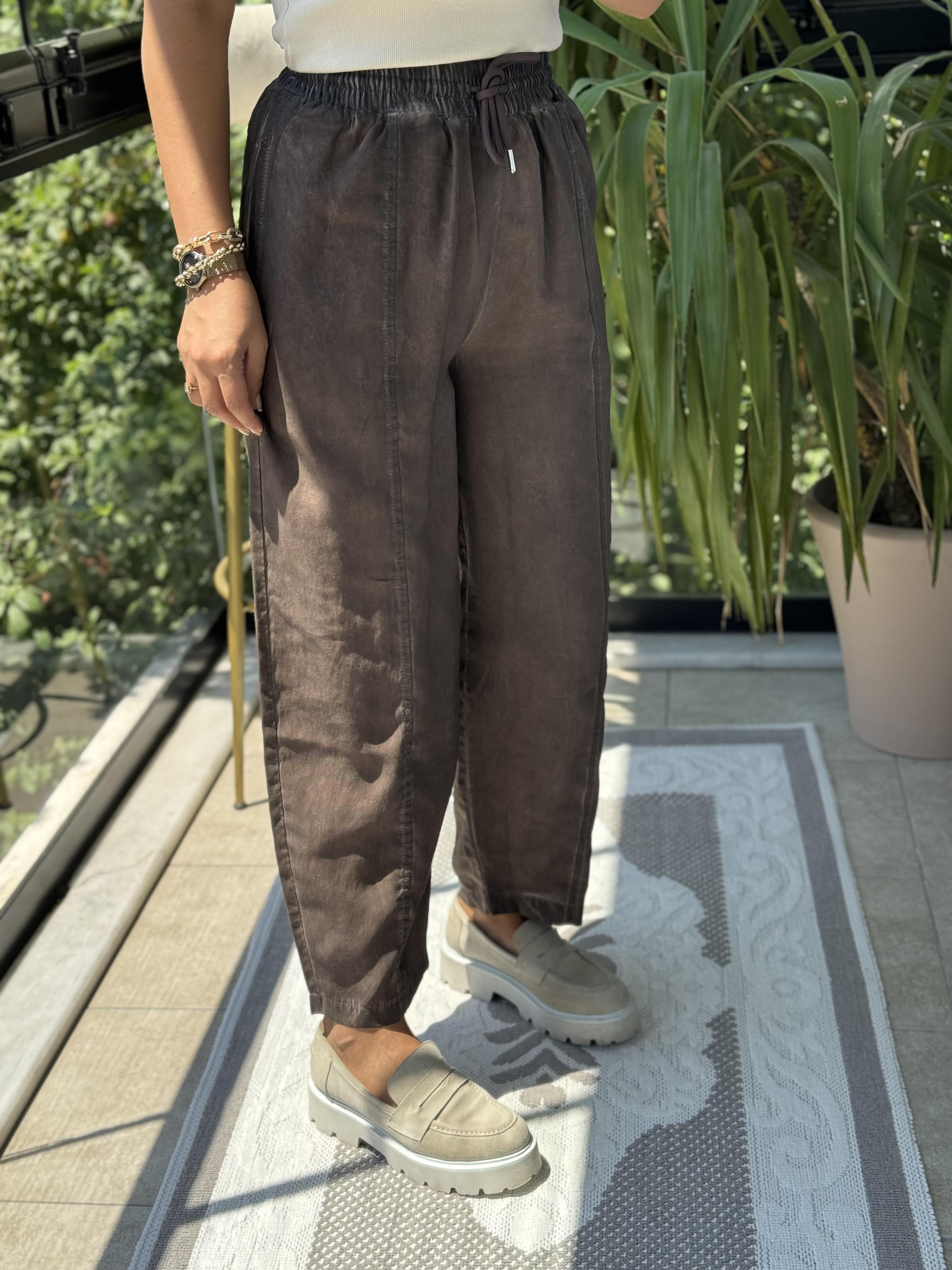 Asit Yıkamalı Bagi Pantolon Kahve