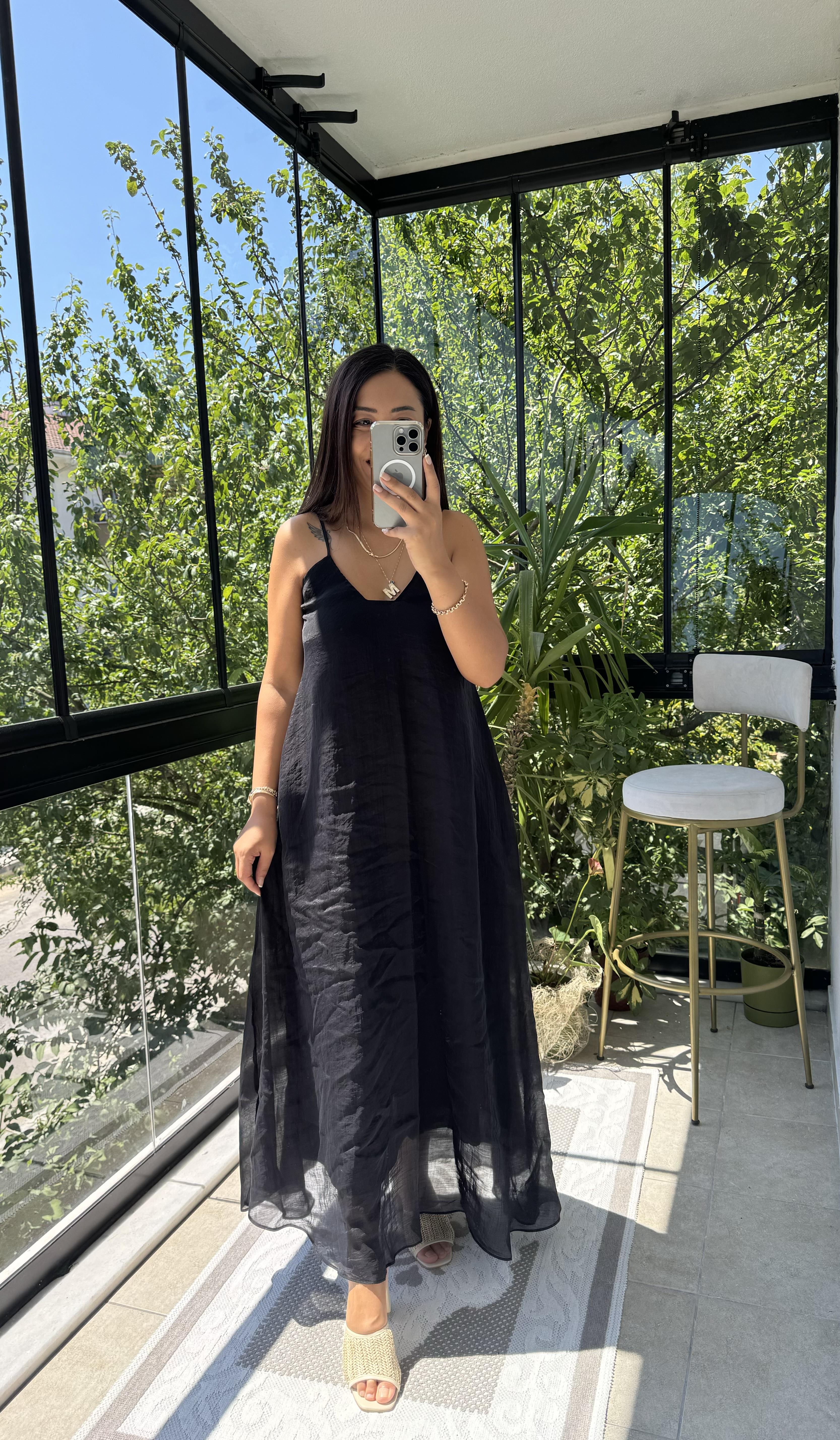 Askılı Elbise Siyah