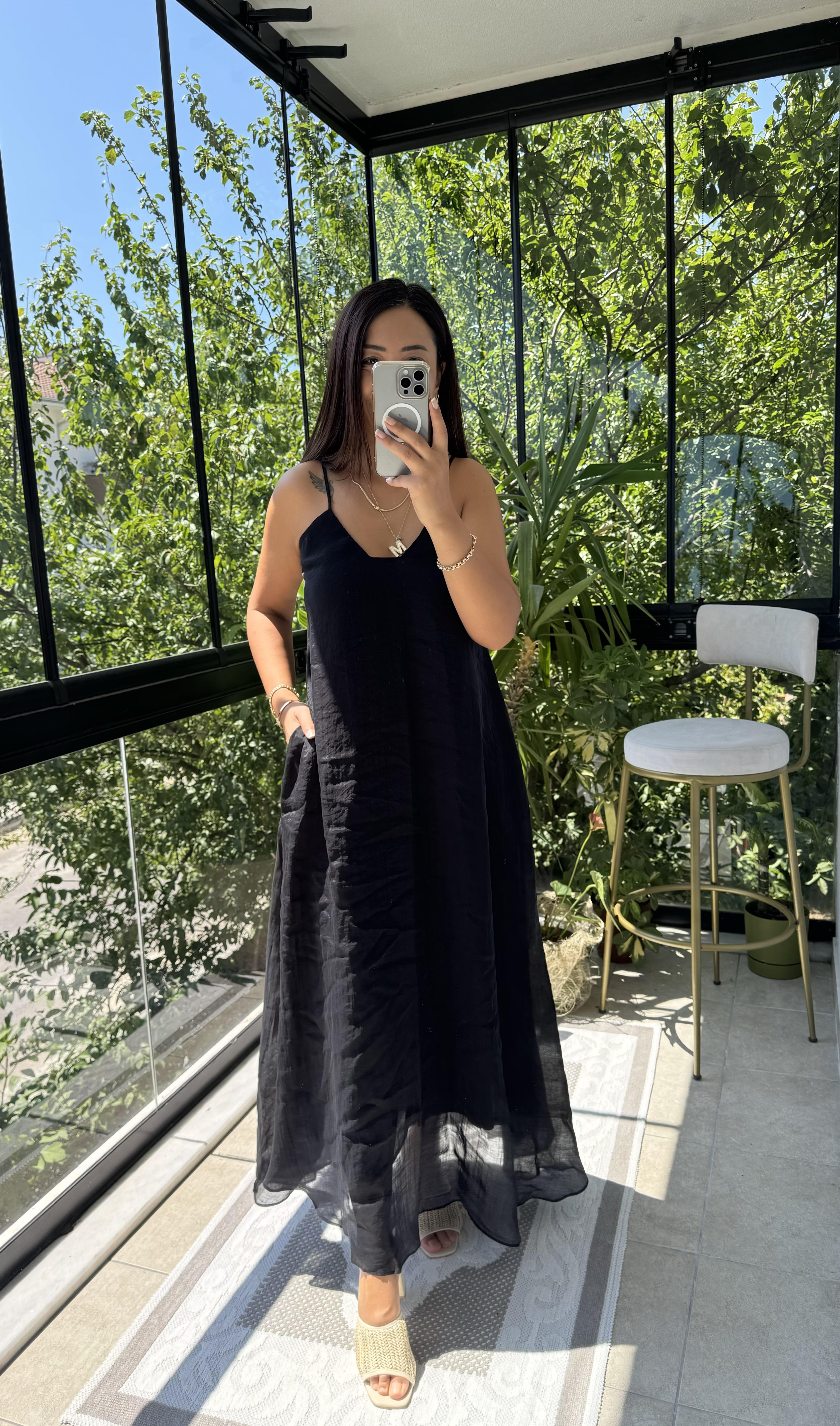 Askılı Elbise Siyah