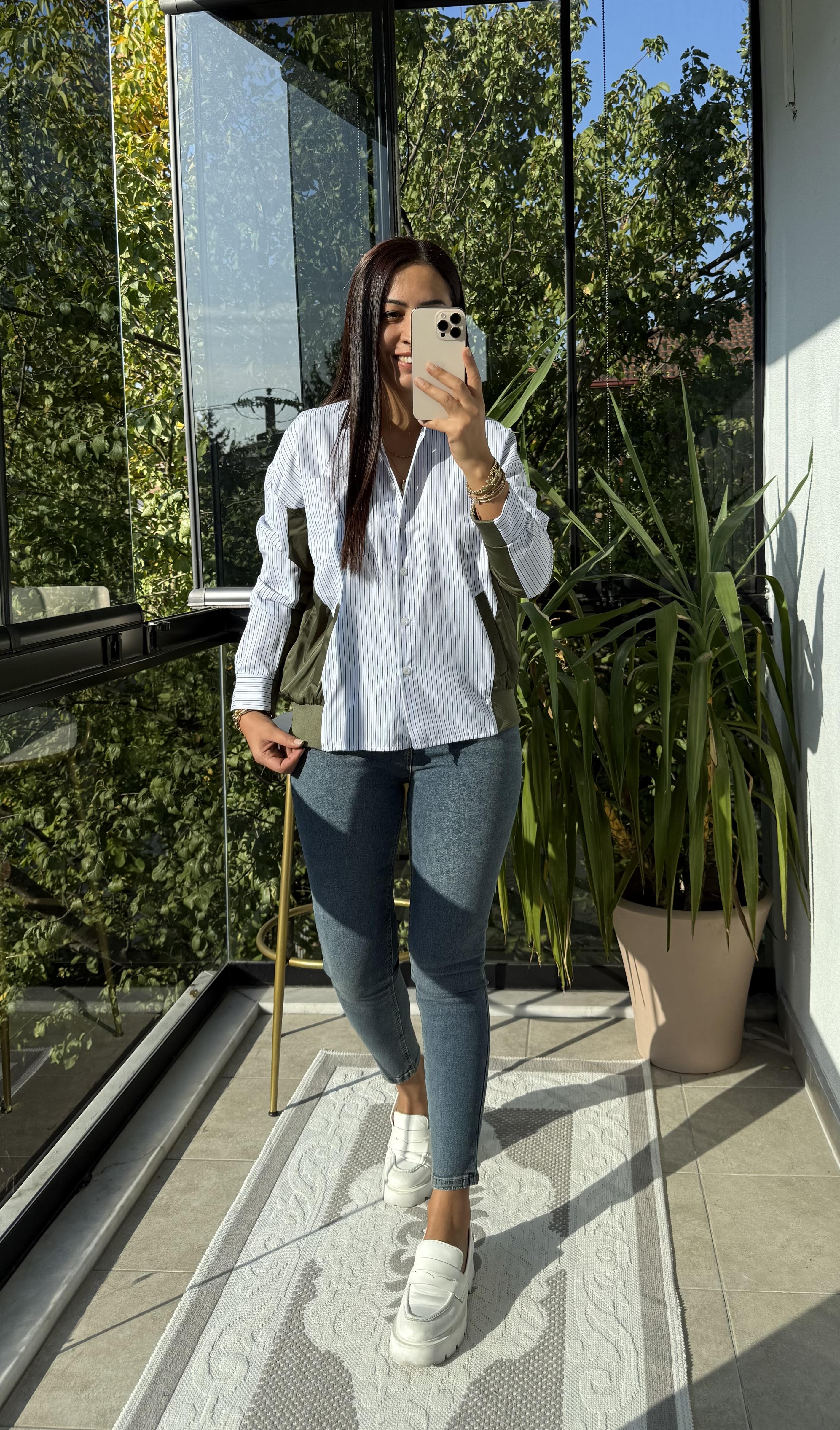 Mix Fileto Cep Garnili Gömlek Haki Yeşili