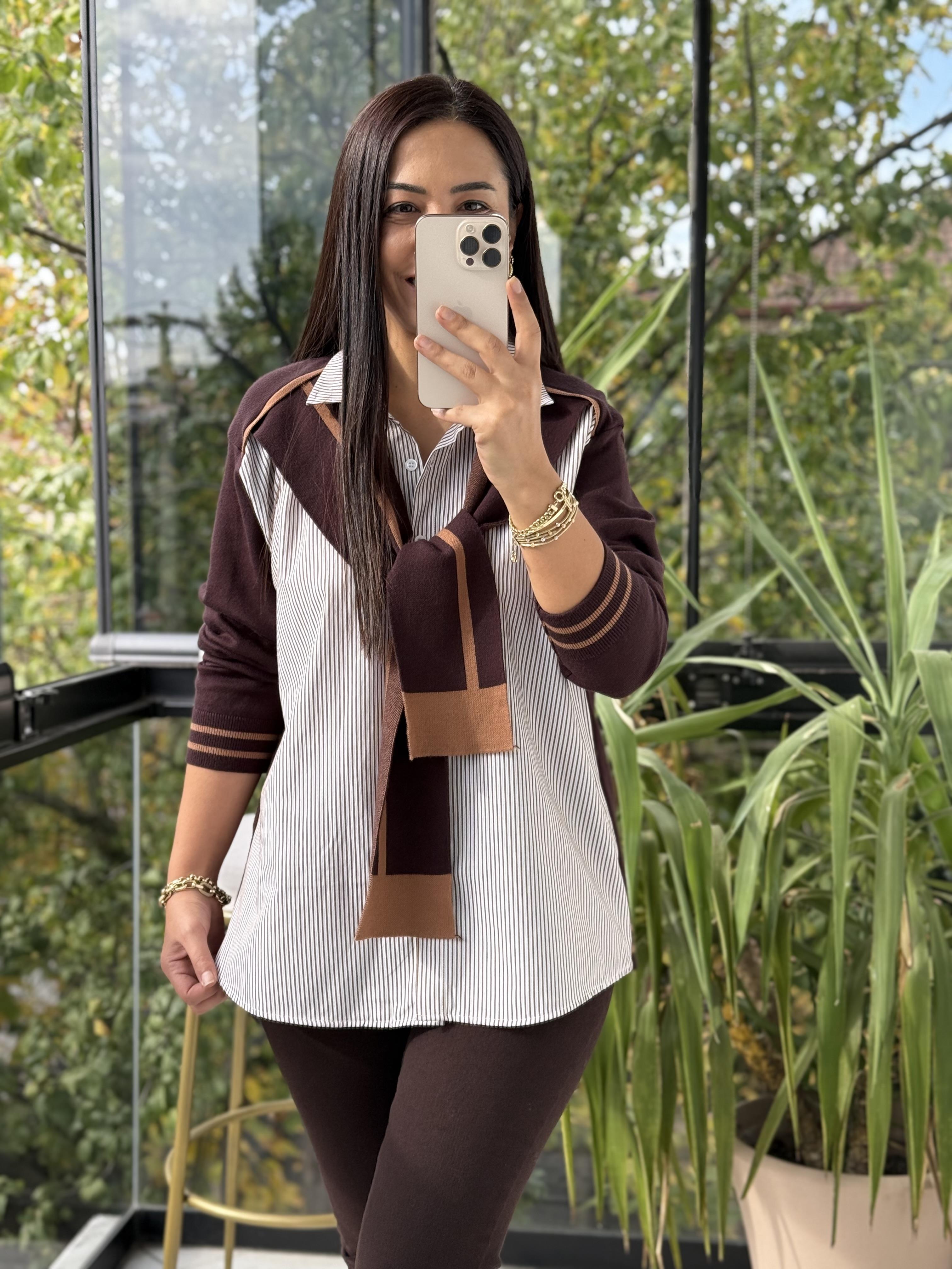 Twst Model Bağlamalı Gömlek Kahve