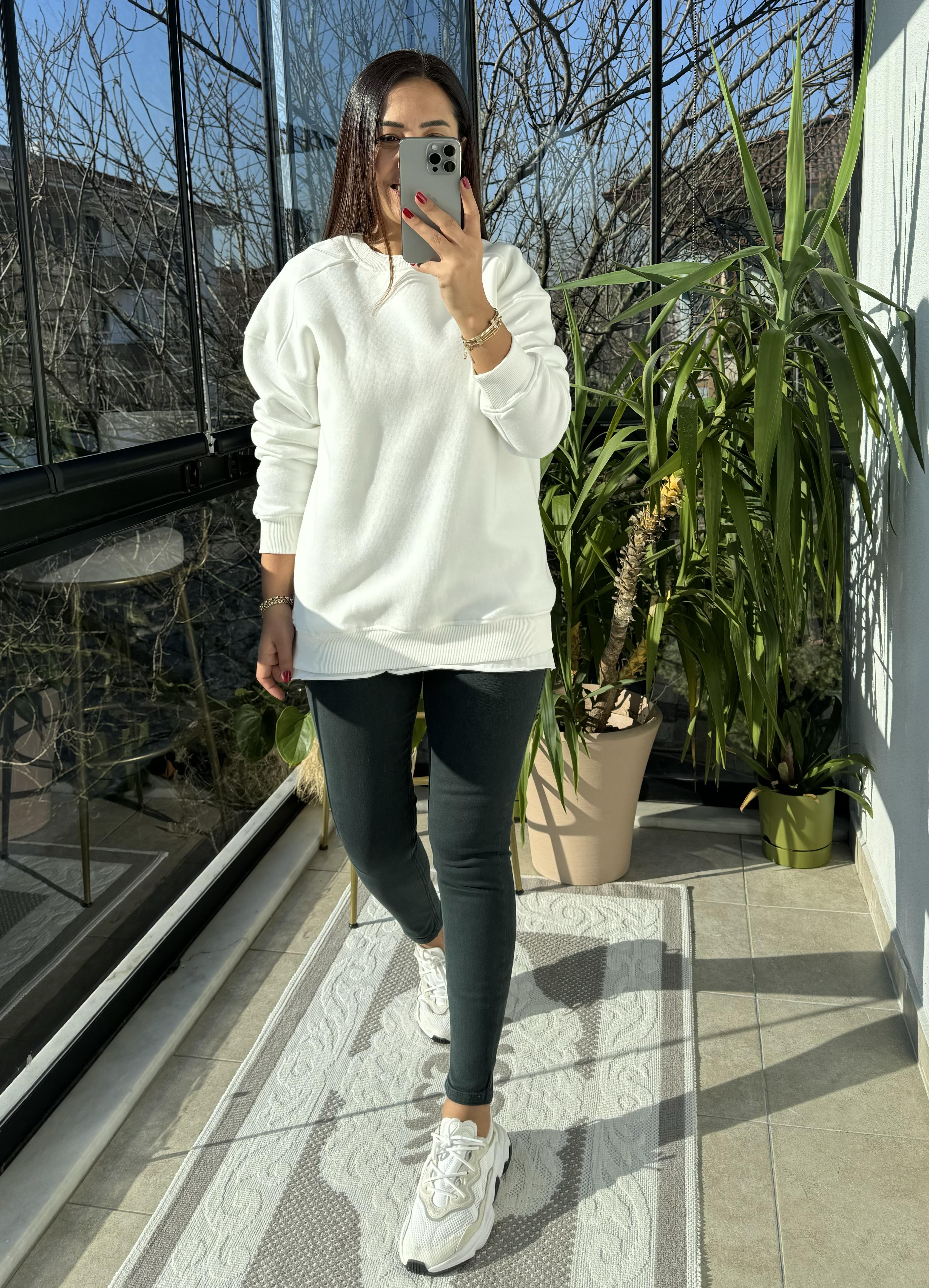 Basic Sweatshirt Beyaz
