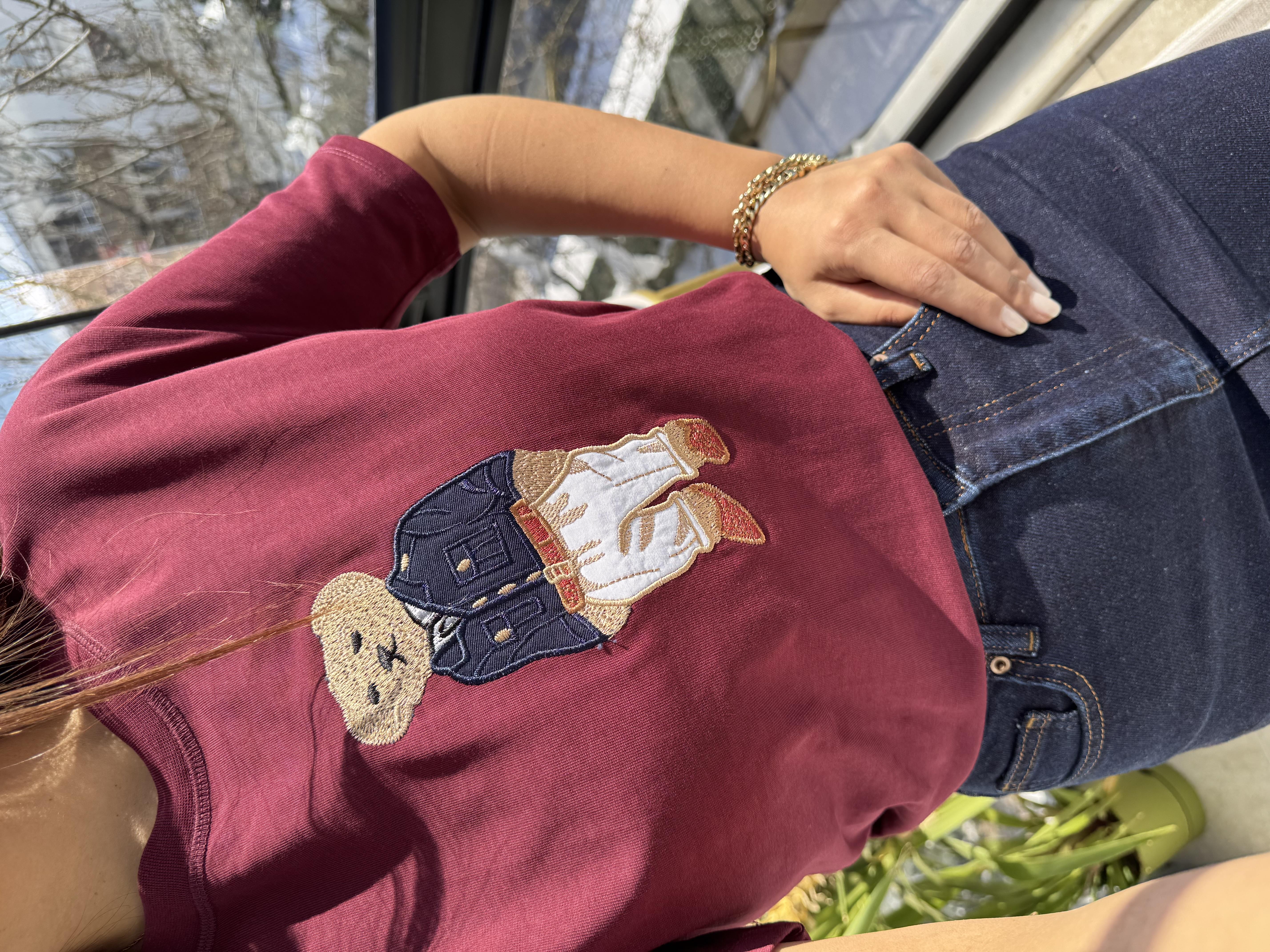 Bisiklet Yaka Teddy Tişört Bordo 