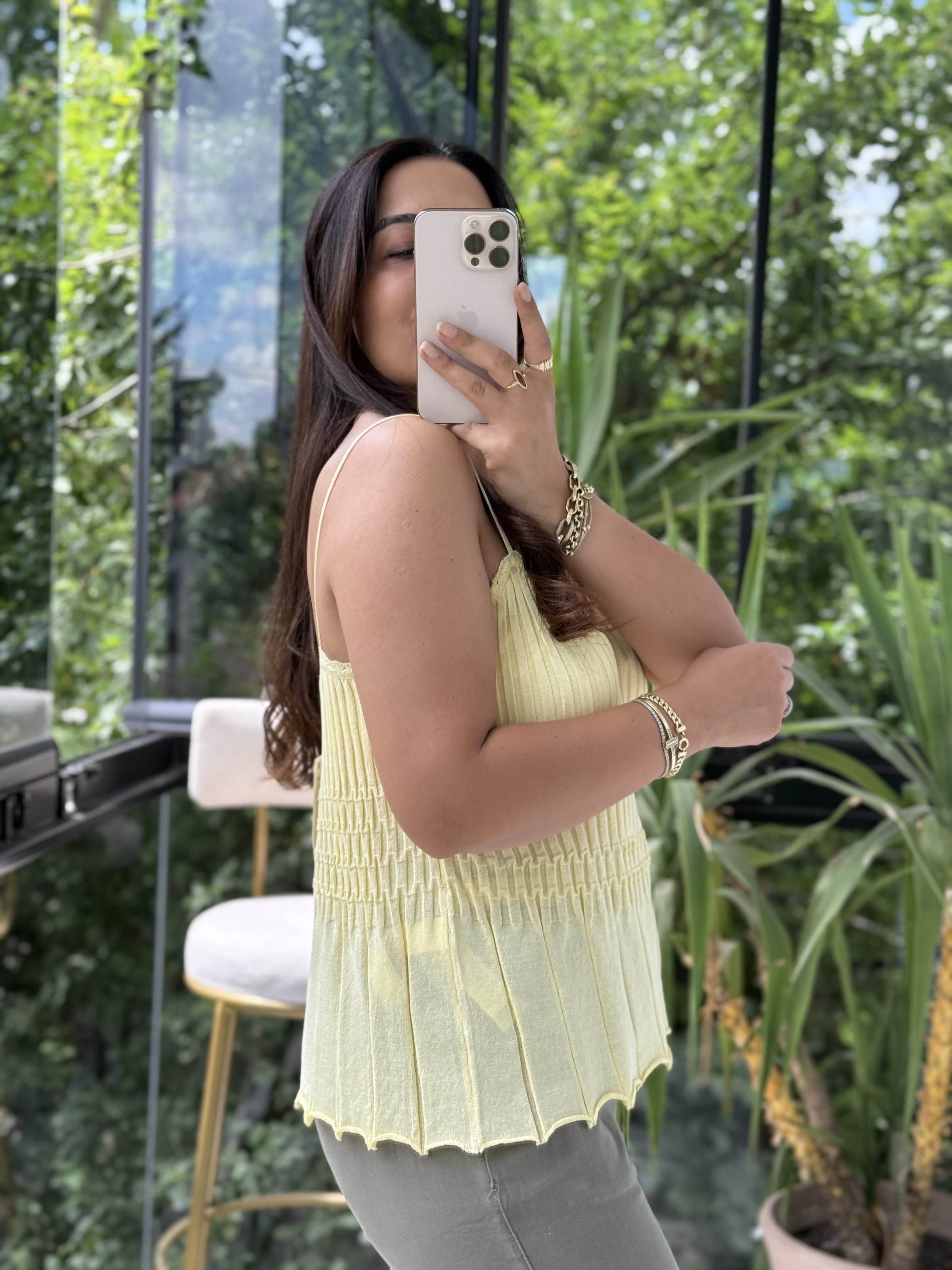 Dilvin Askılı İnce Dokulu Triko Bluz Sarı