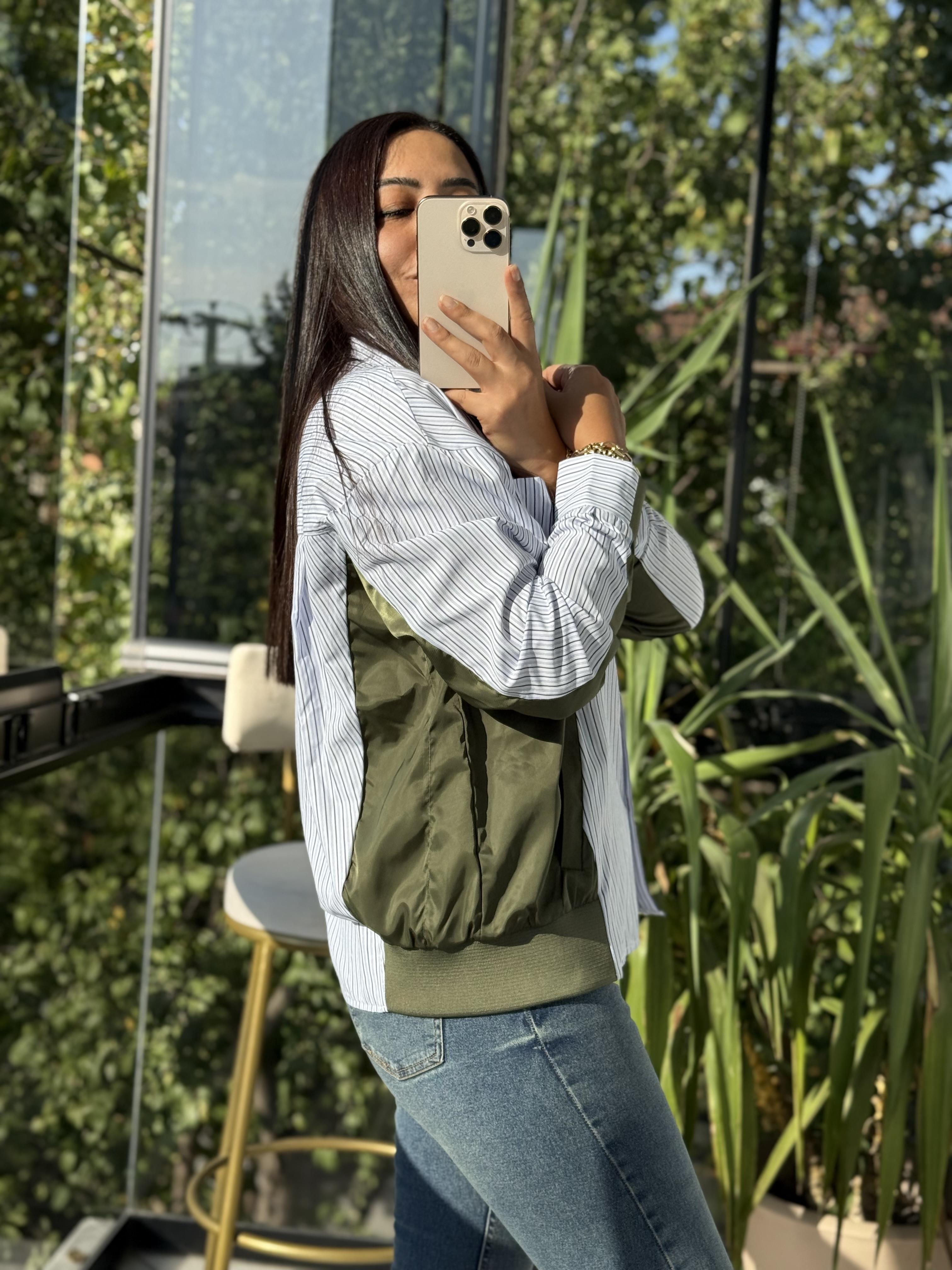 Mix Fileto Cep Garnili Gömlek Haki Yeşili