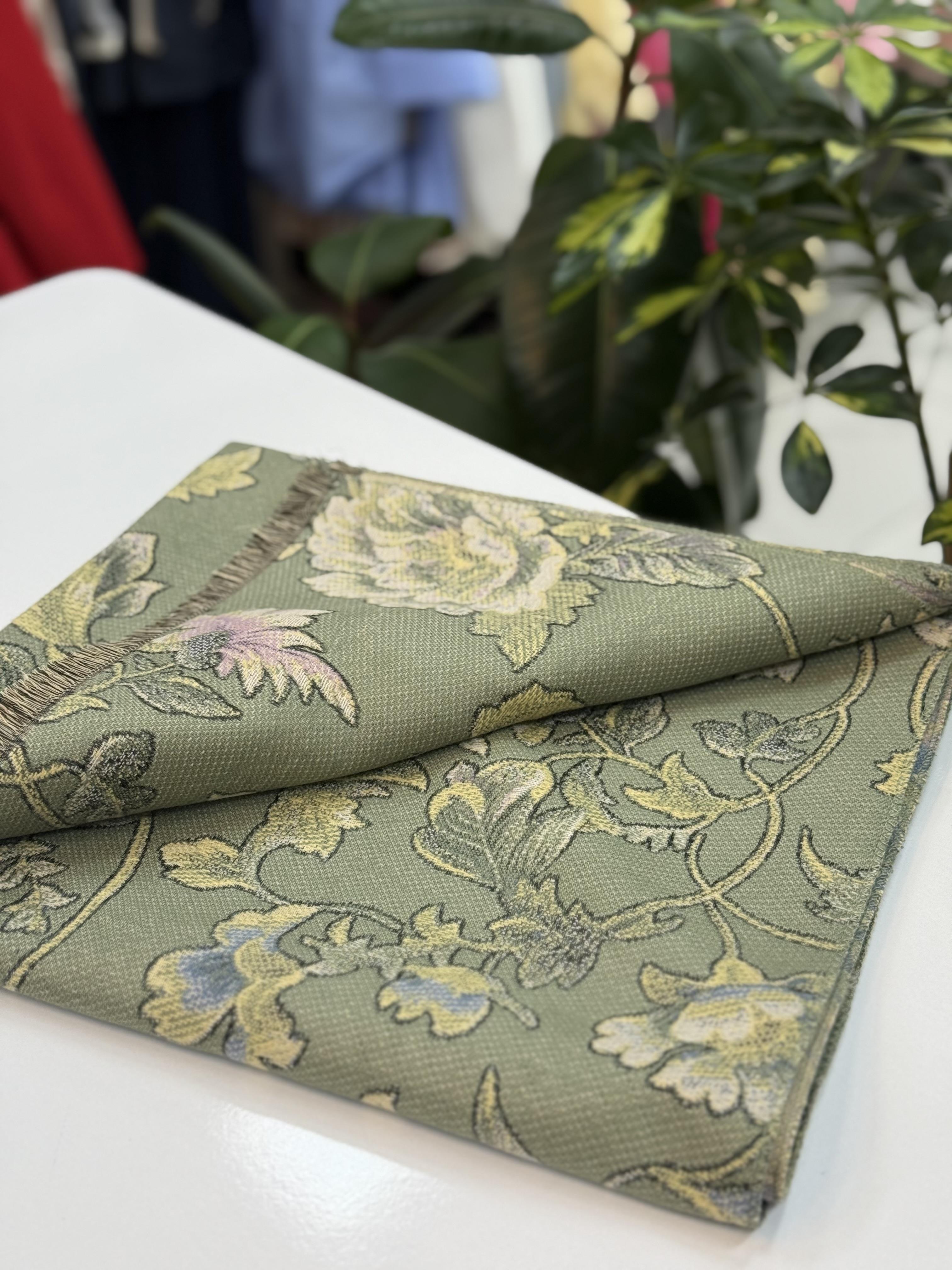 İthal Desenli  Kaşmir Şal Yeşil