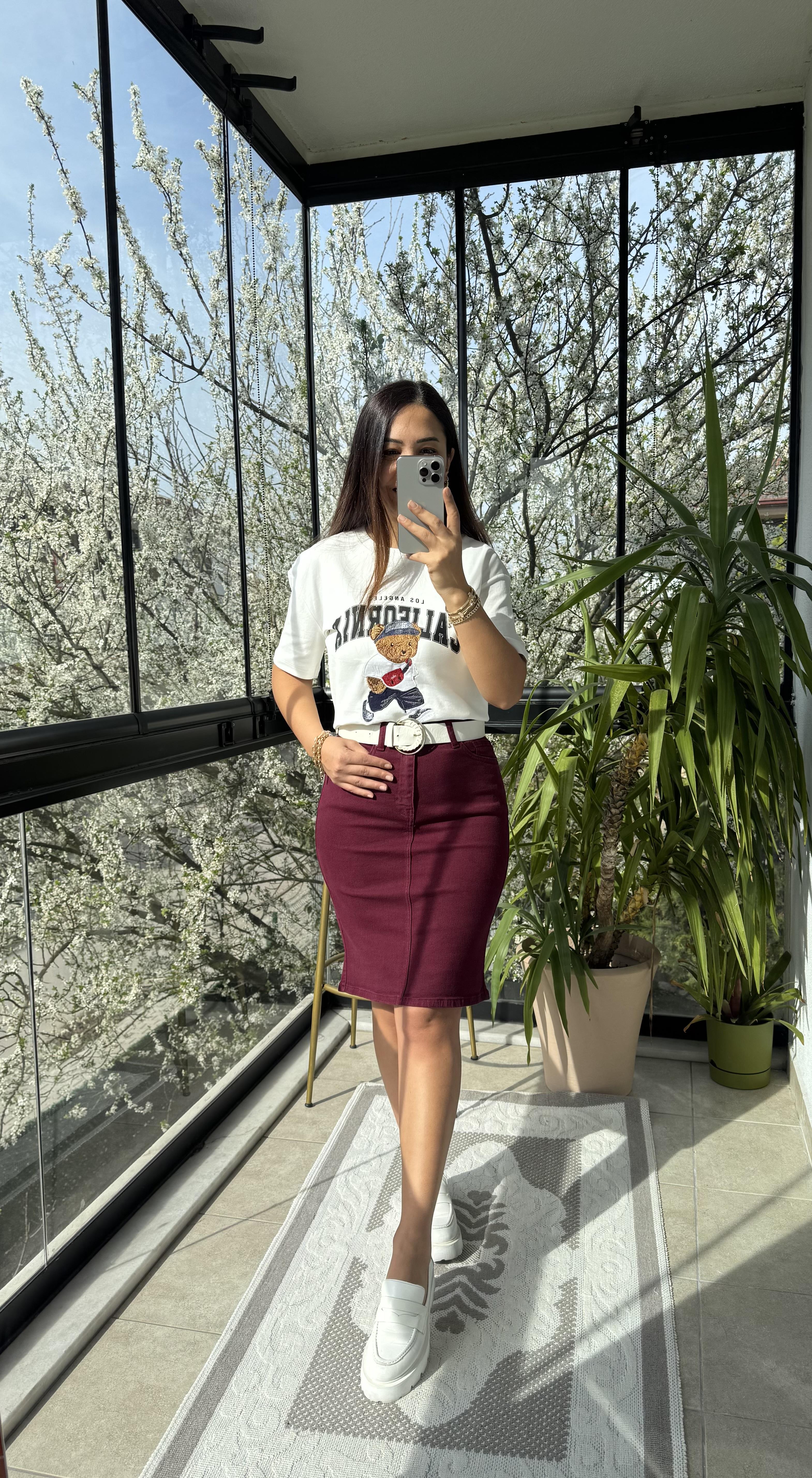 California Yazılı Tişört Beyaz