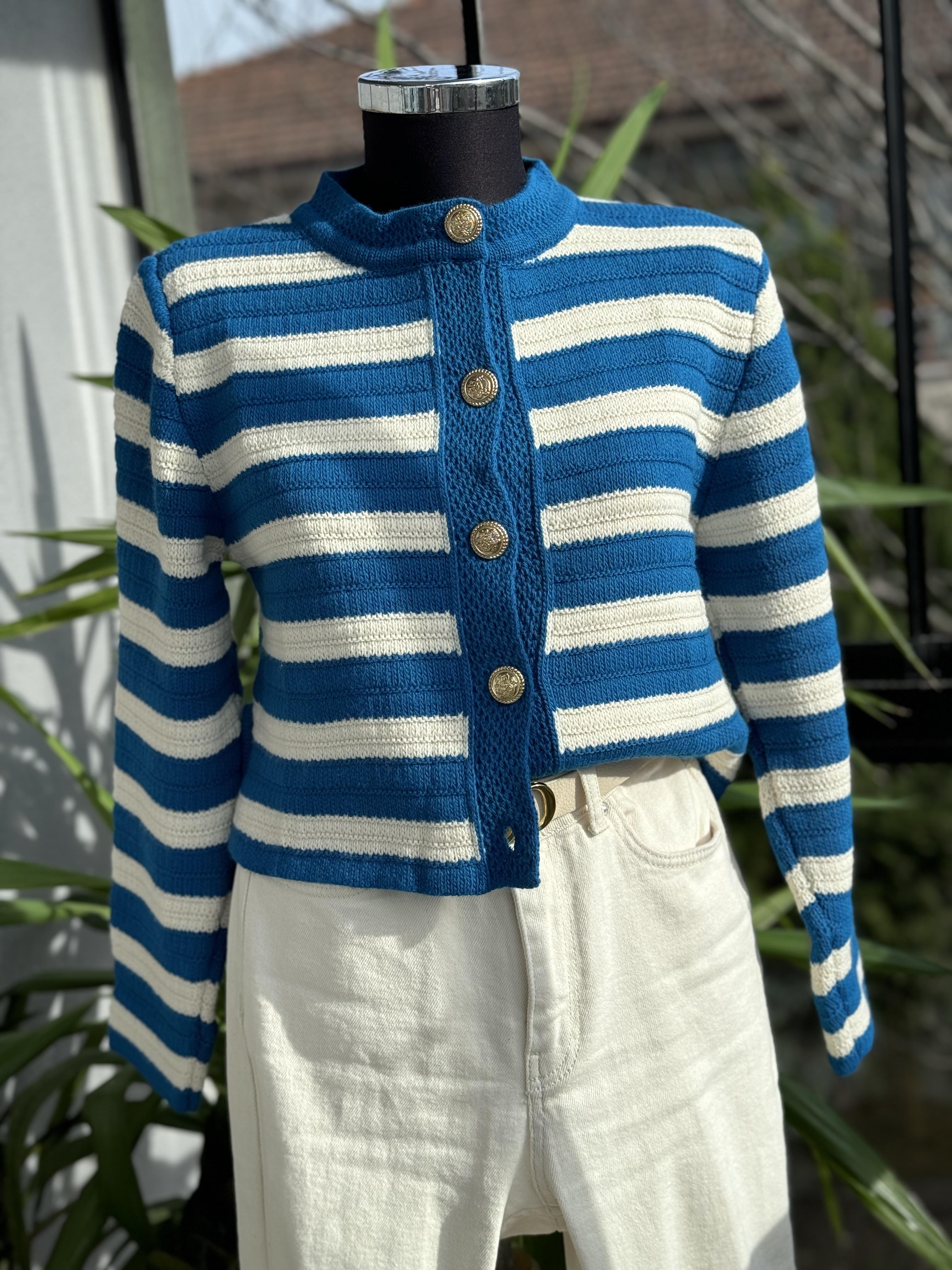 Çizgili Hırka Mavi