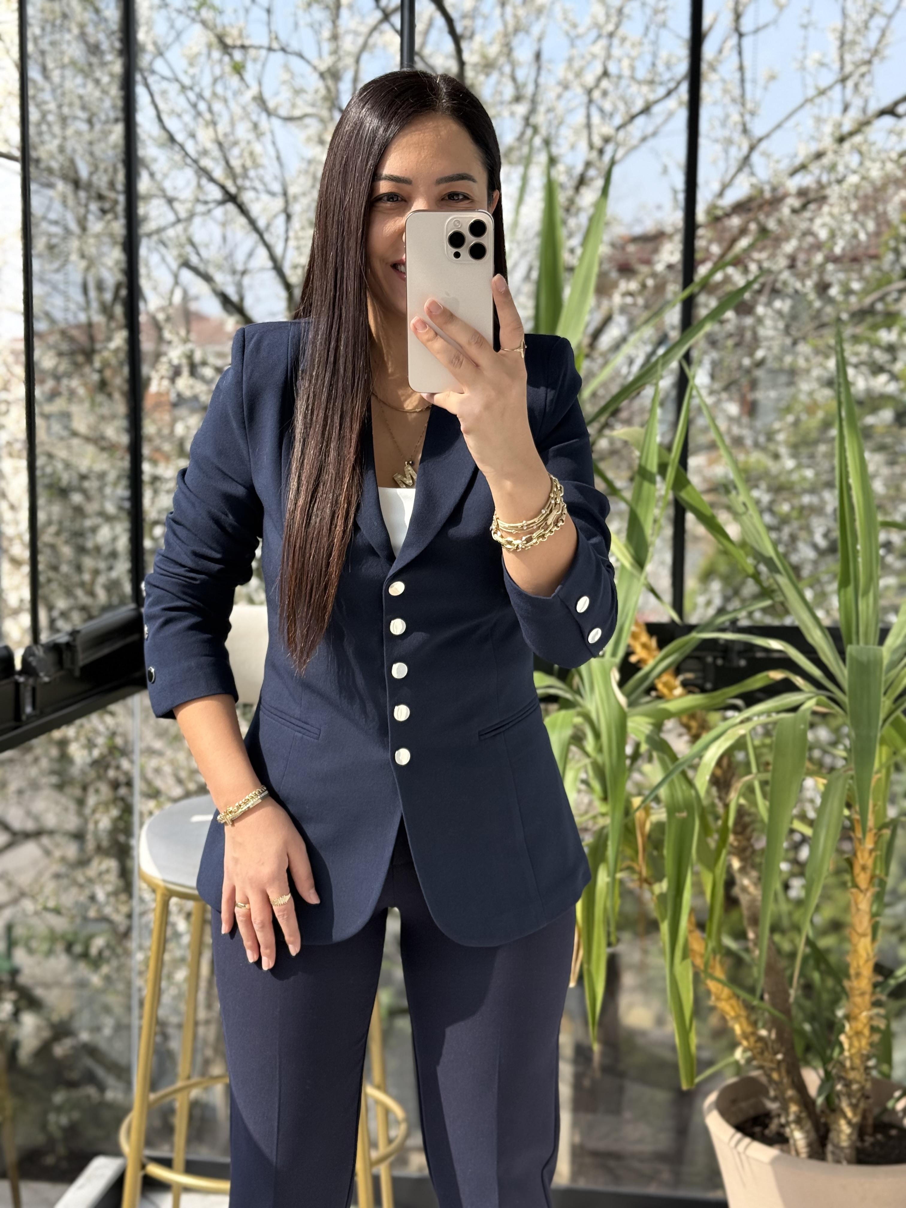 Beş Düğme Slimfit Blazer Ceket Lacivert