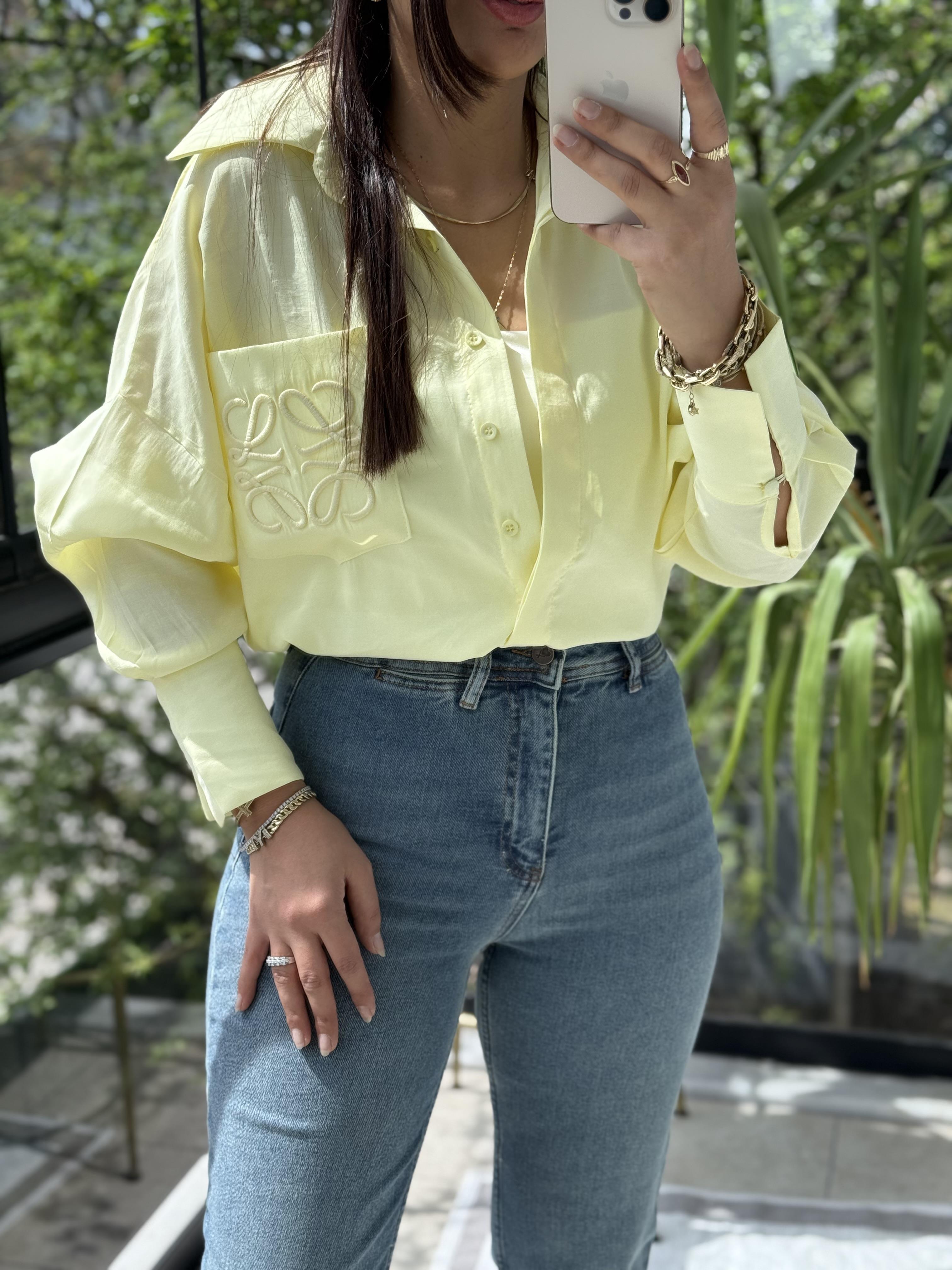 Cebi Nakışlı Gömlek Sarı