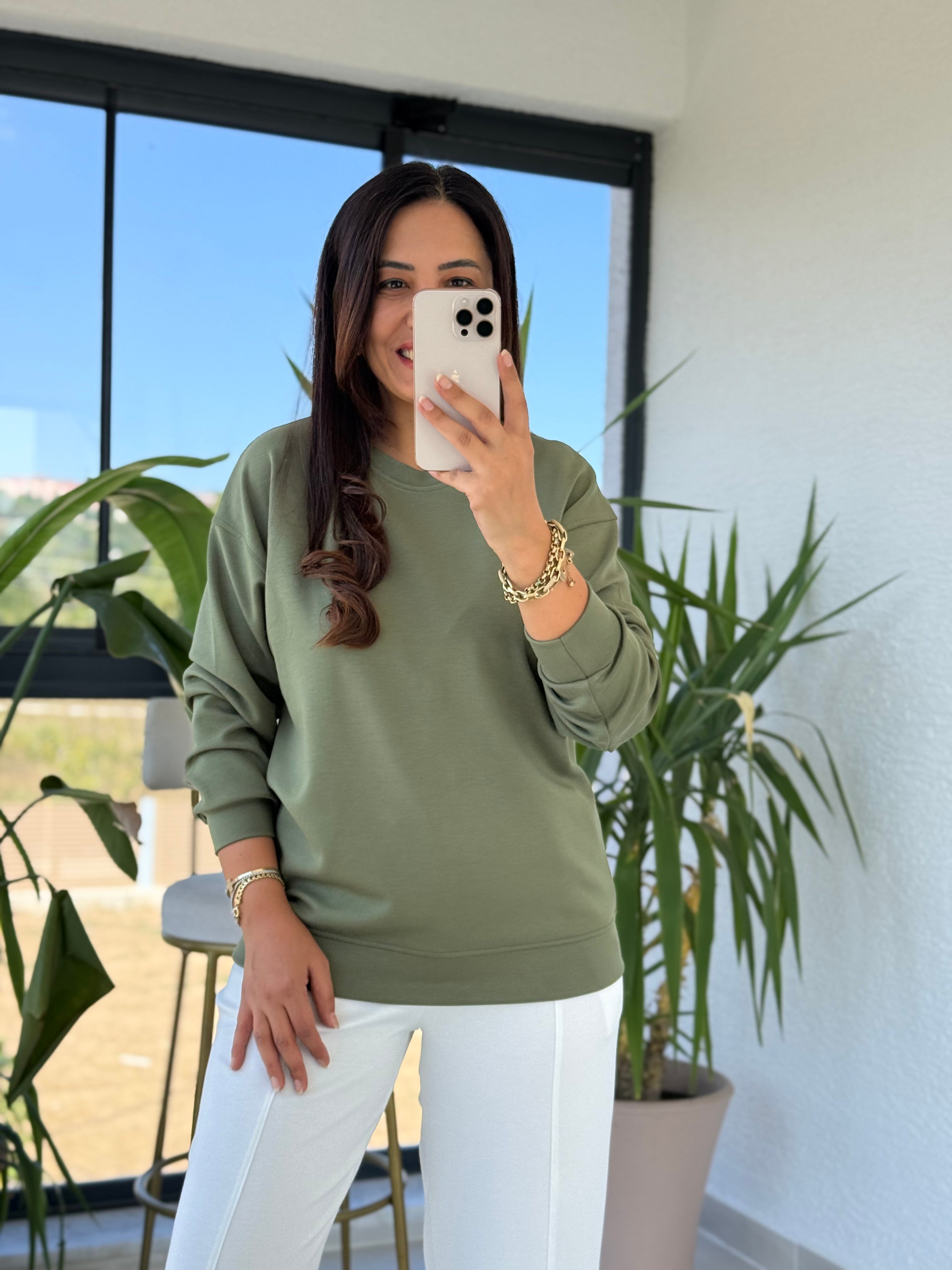 Oysh Basic Sweatshirt Haki Yeşil