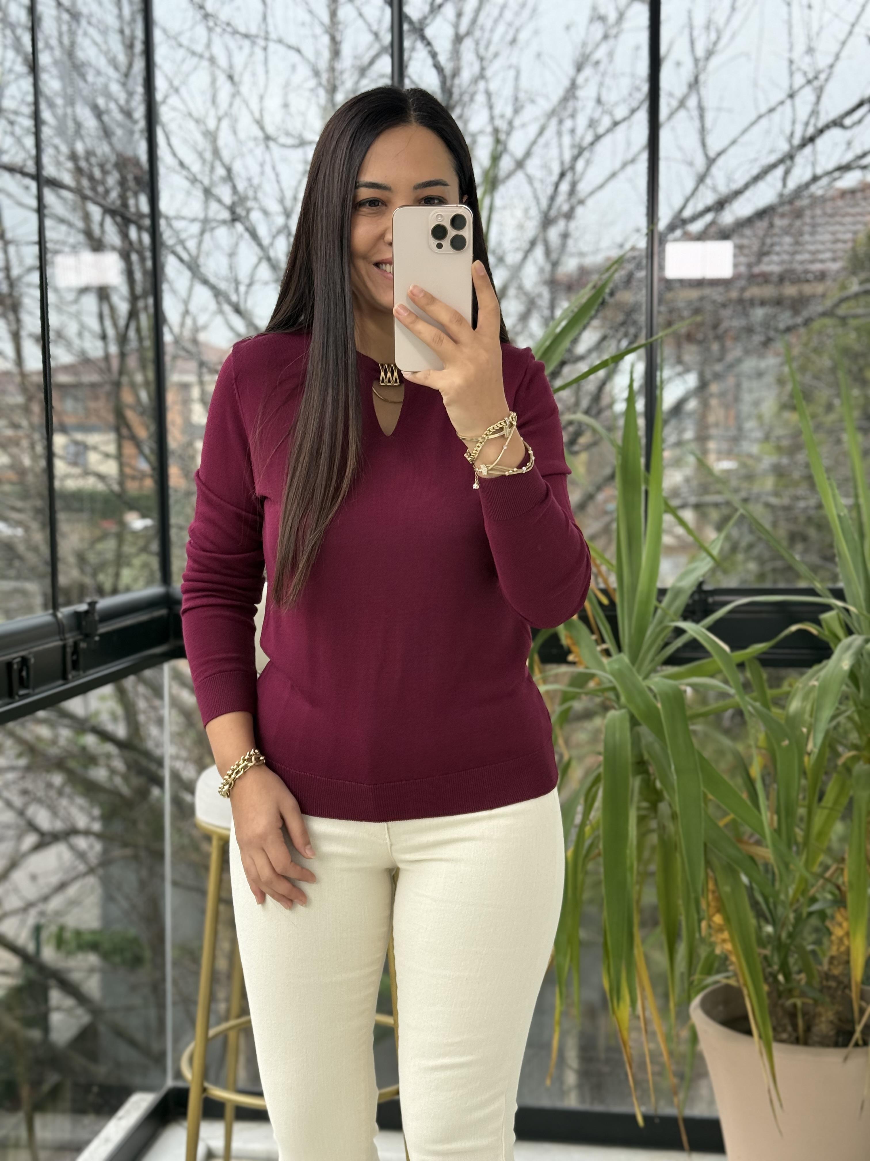 Pencere Detay Gold Tokalı Merserize Mürdüm