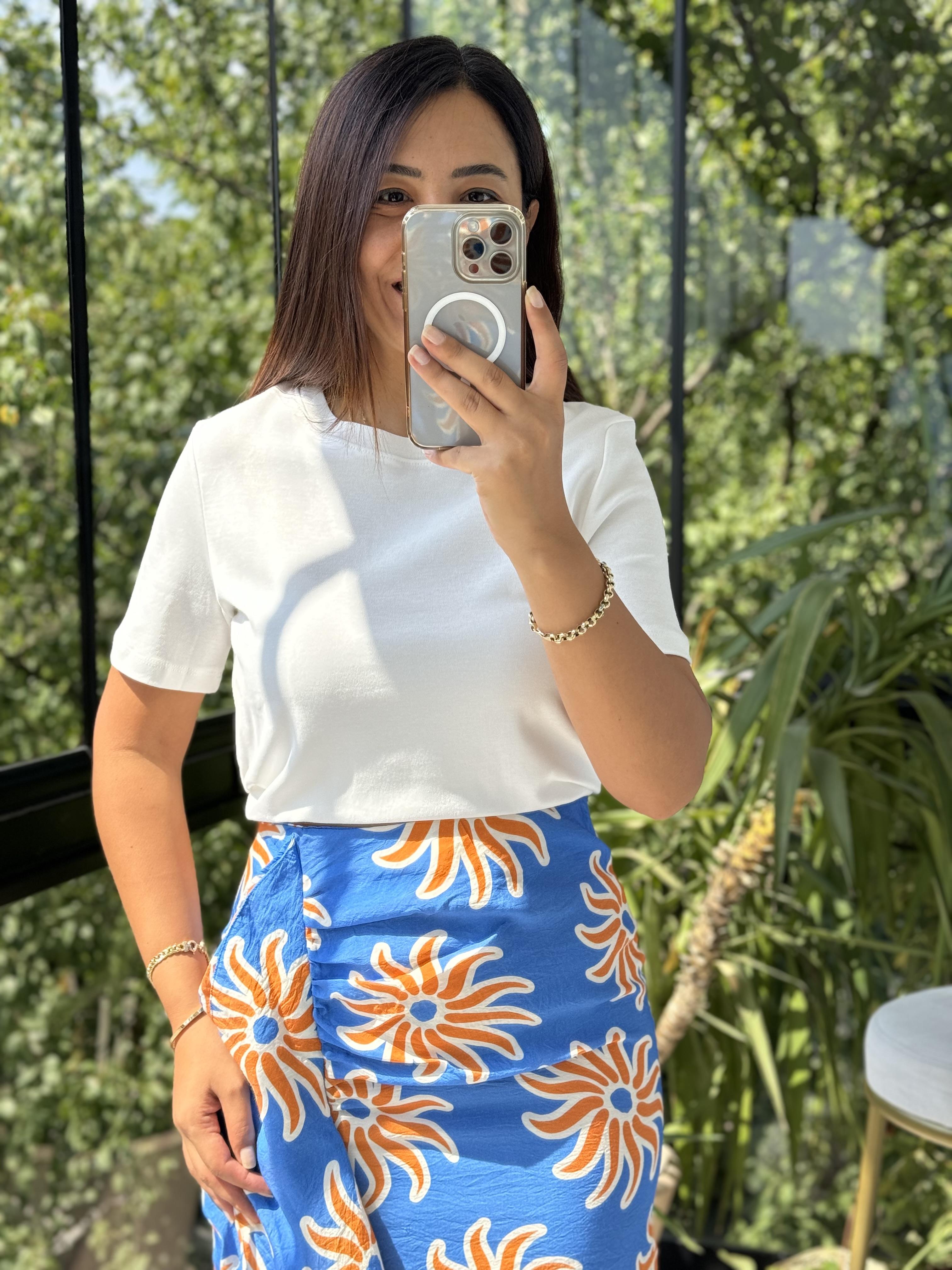 Dilvin Bisiklet Yaka Tişört Ekru