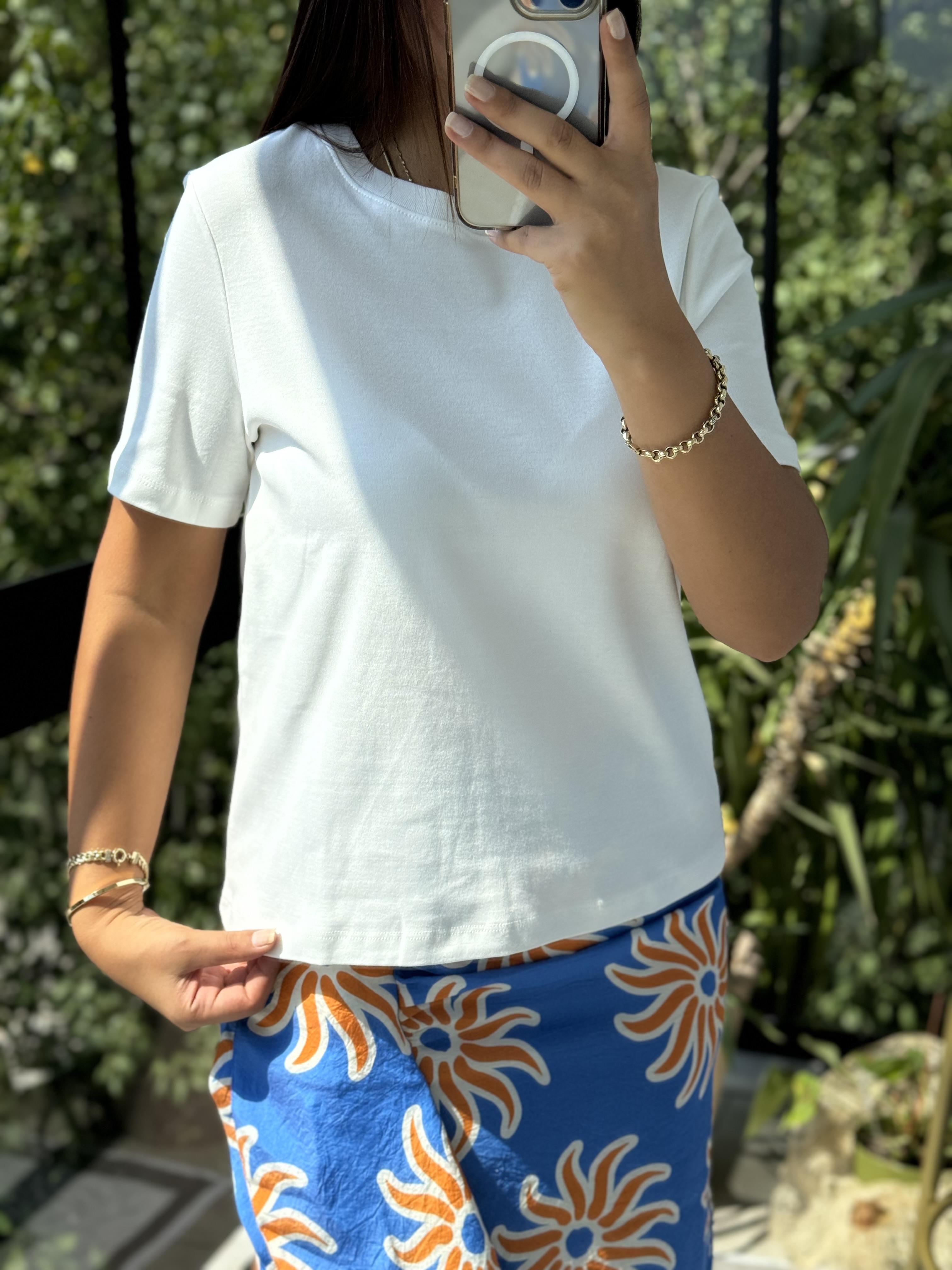 Dilvin Bisiklet Yaka Tişört Ekru