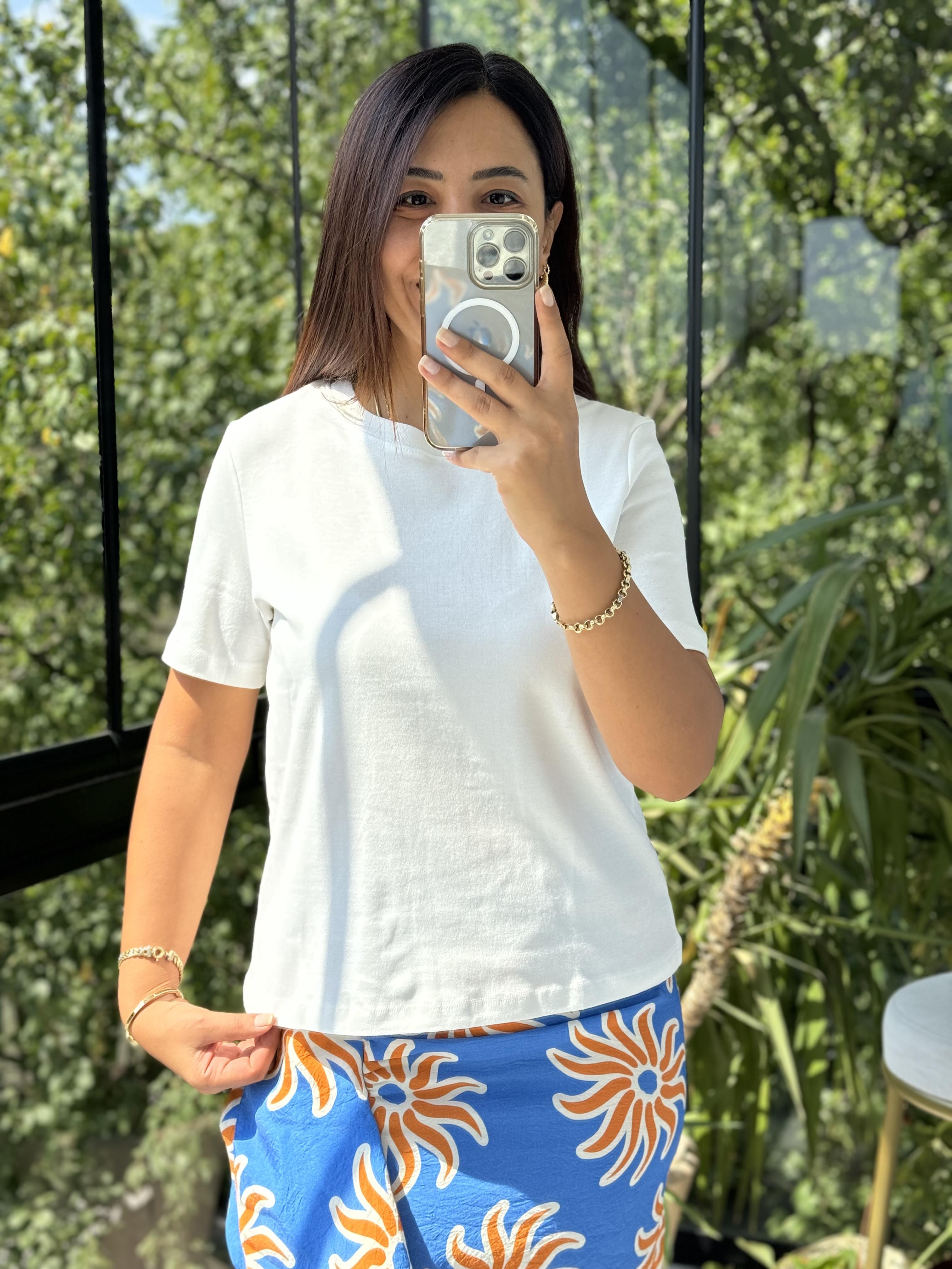 Dilvin Bisiklet Yaka Tişört Ekru