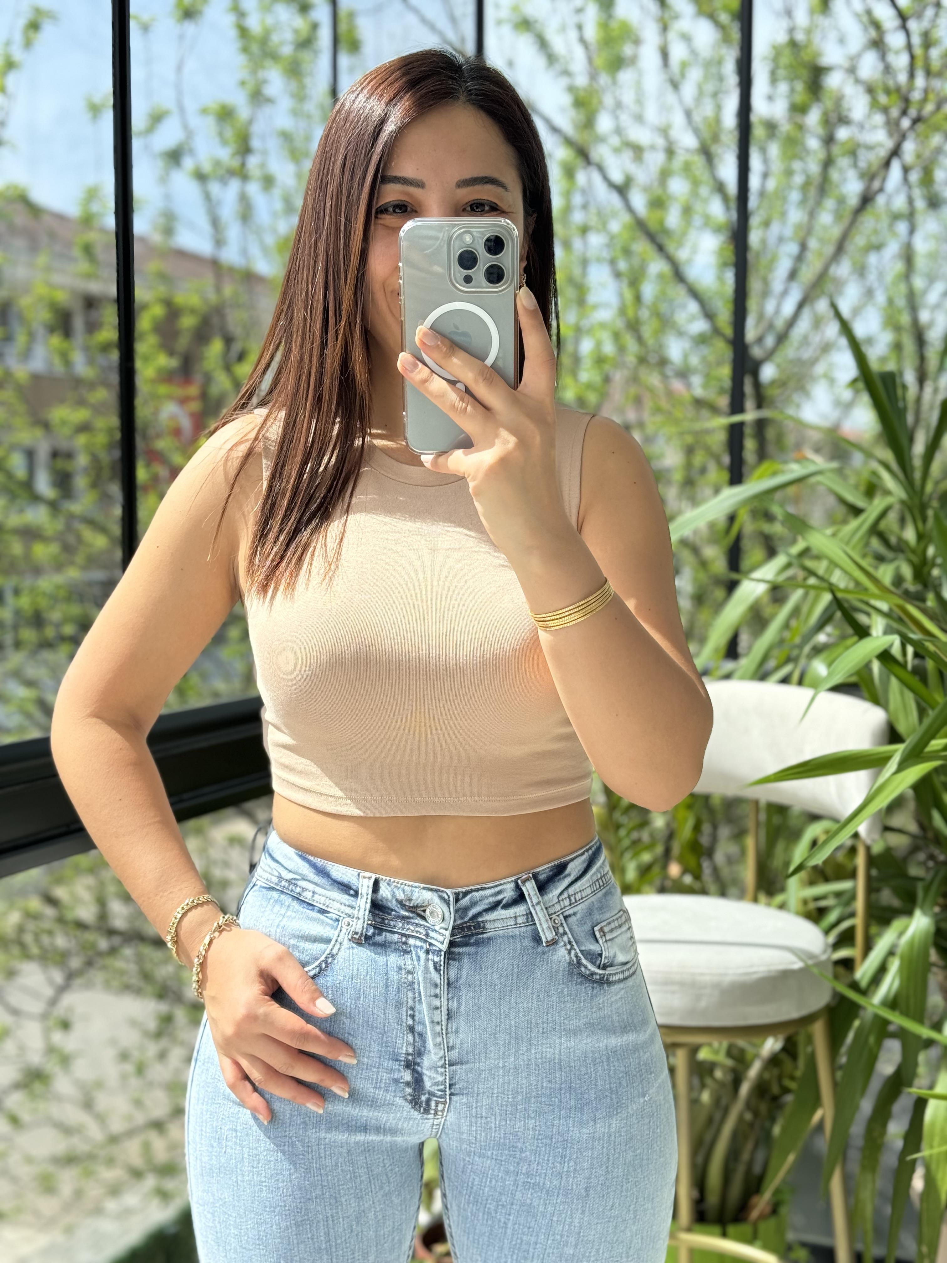 Dilvin Crop Atlet Bej