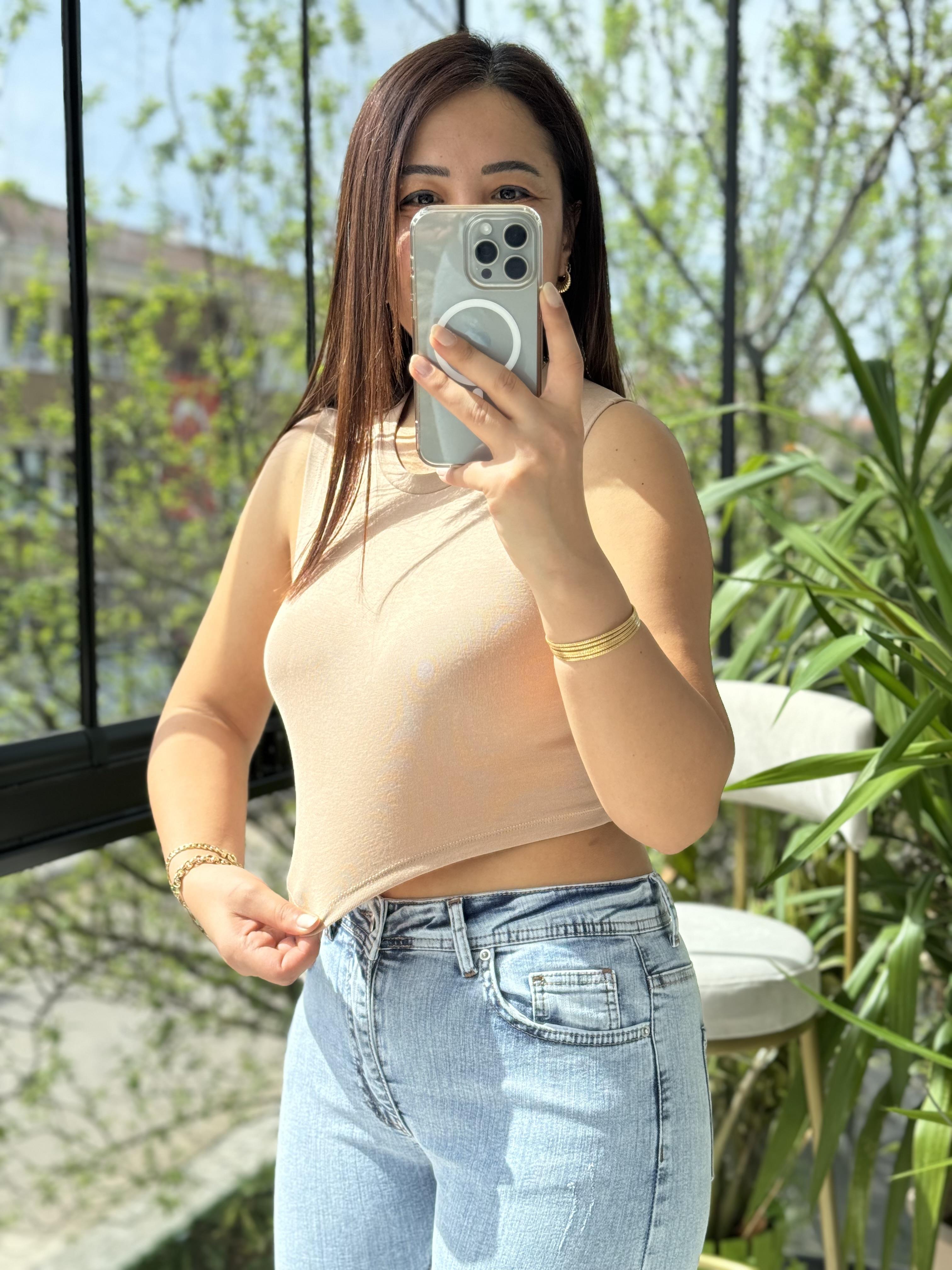 Dilvin Crop Atlet Bej