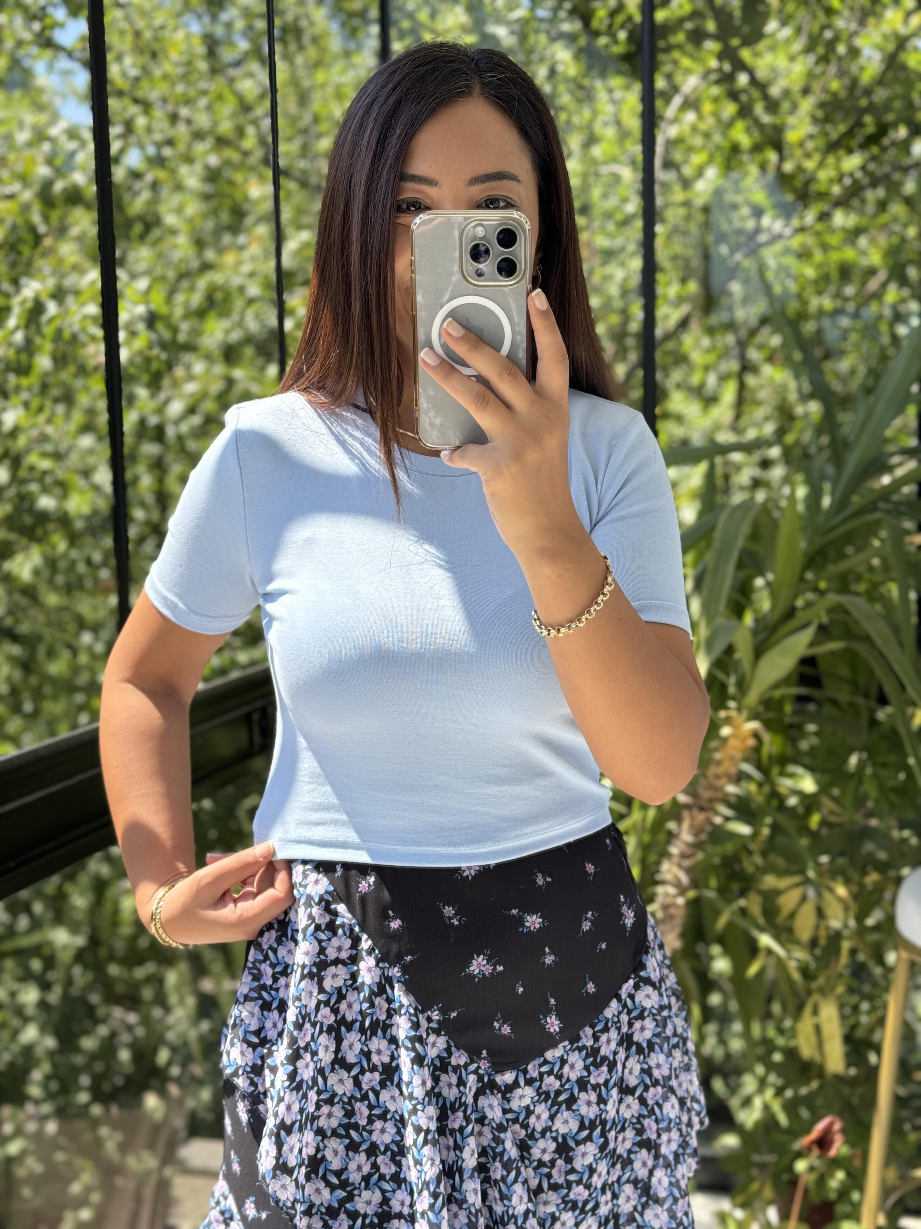 Dilvin Crop Tişört Mavi