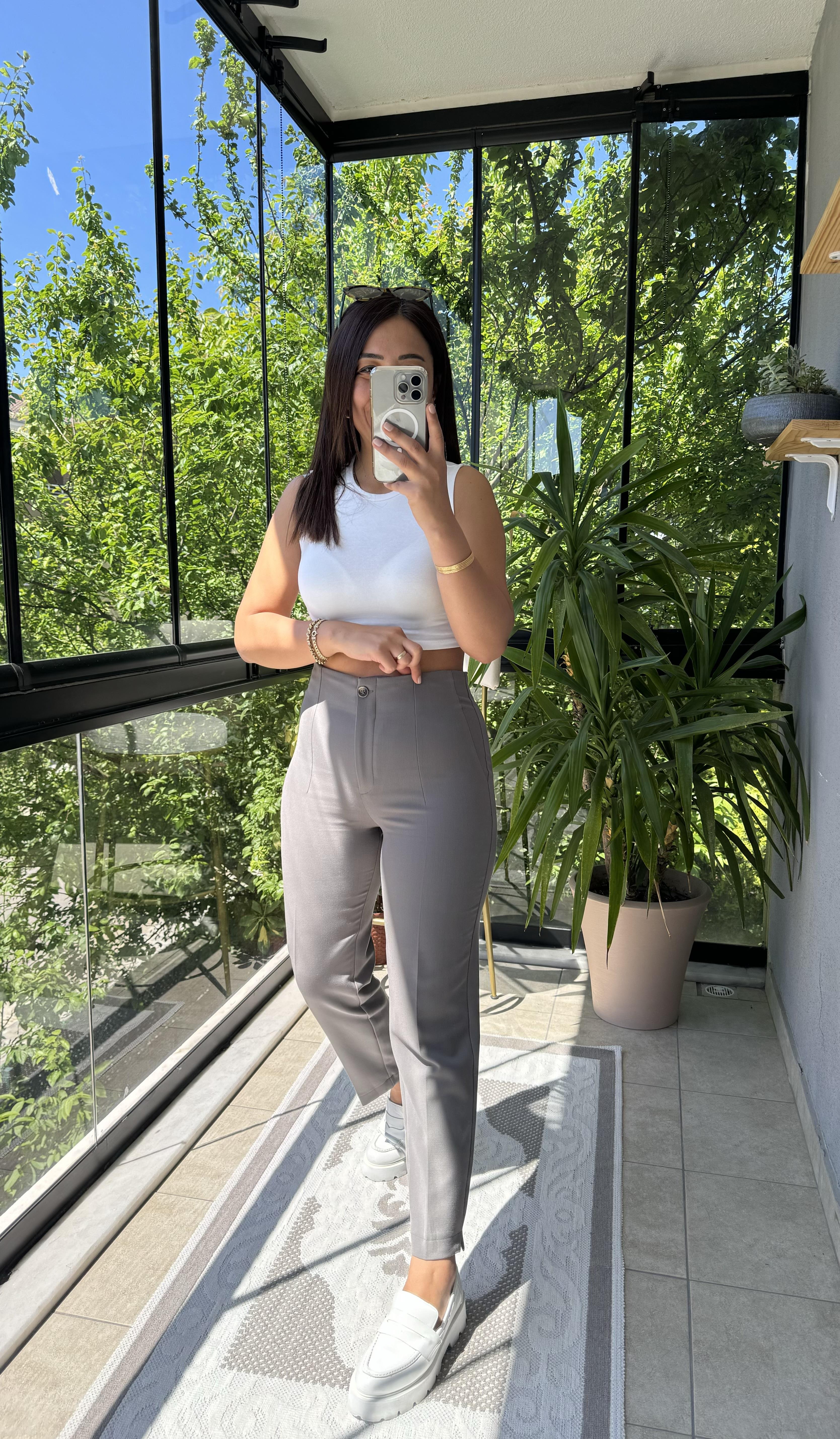 Düğmeli Zra Model Havuç Kesim Pantolon Vizon