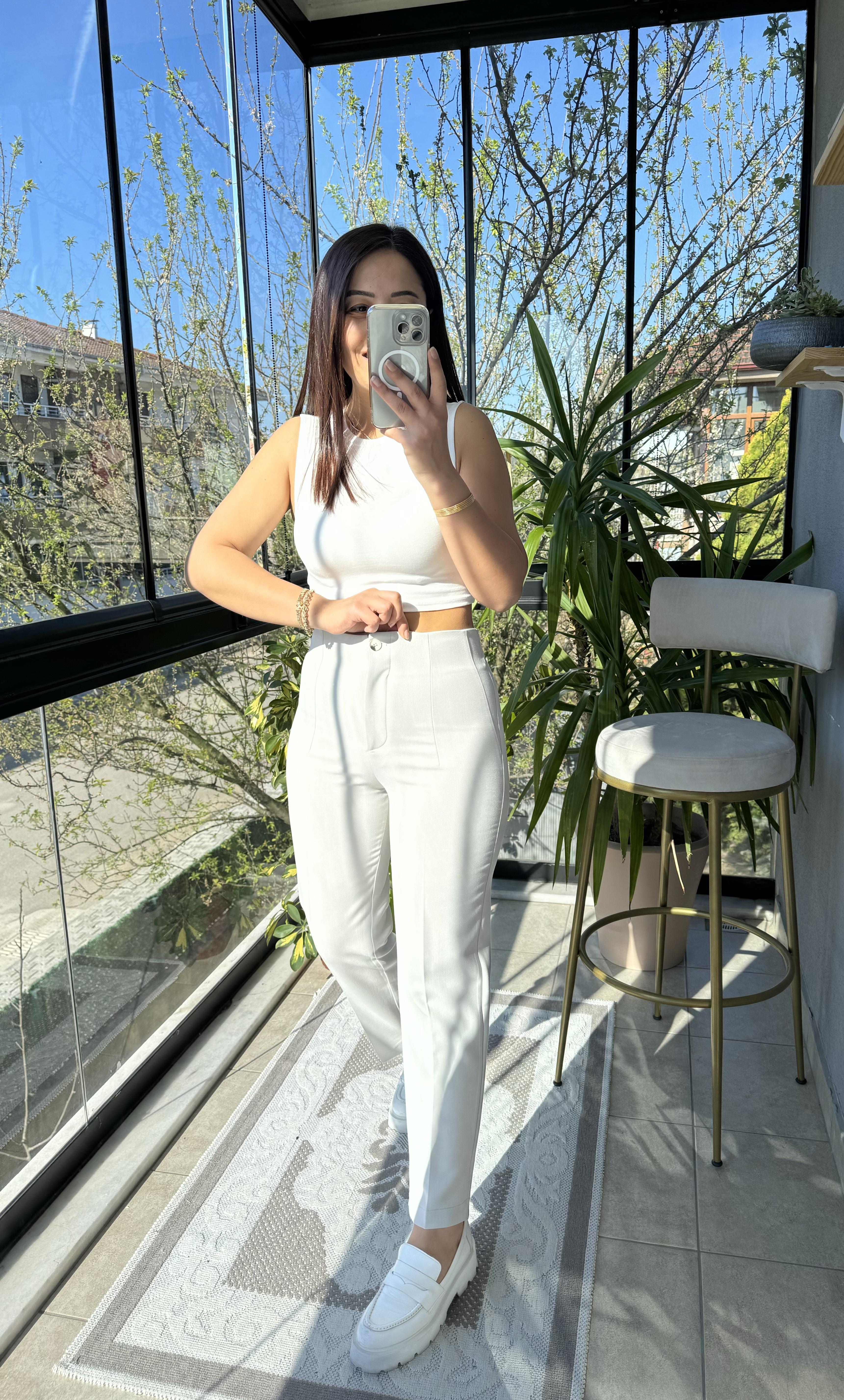 Düğmeli Zra Model Havuç Kesim Pantolon TAŞ