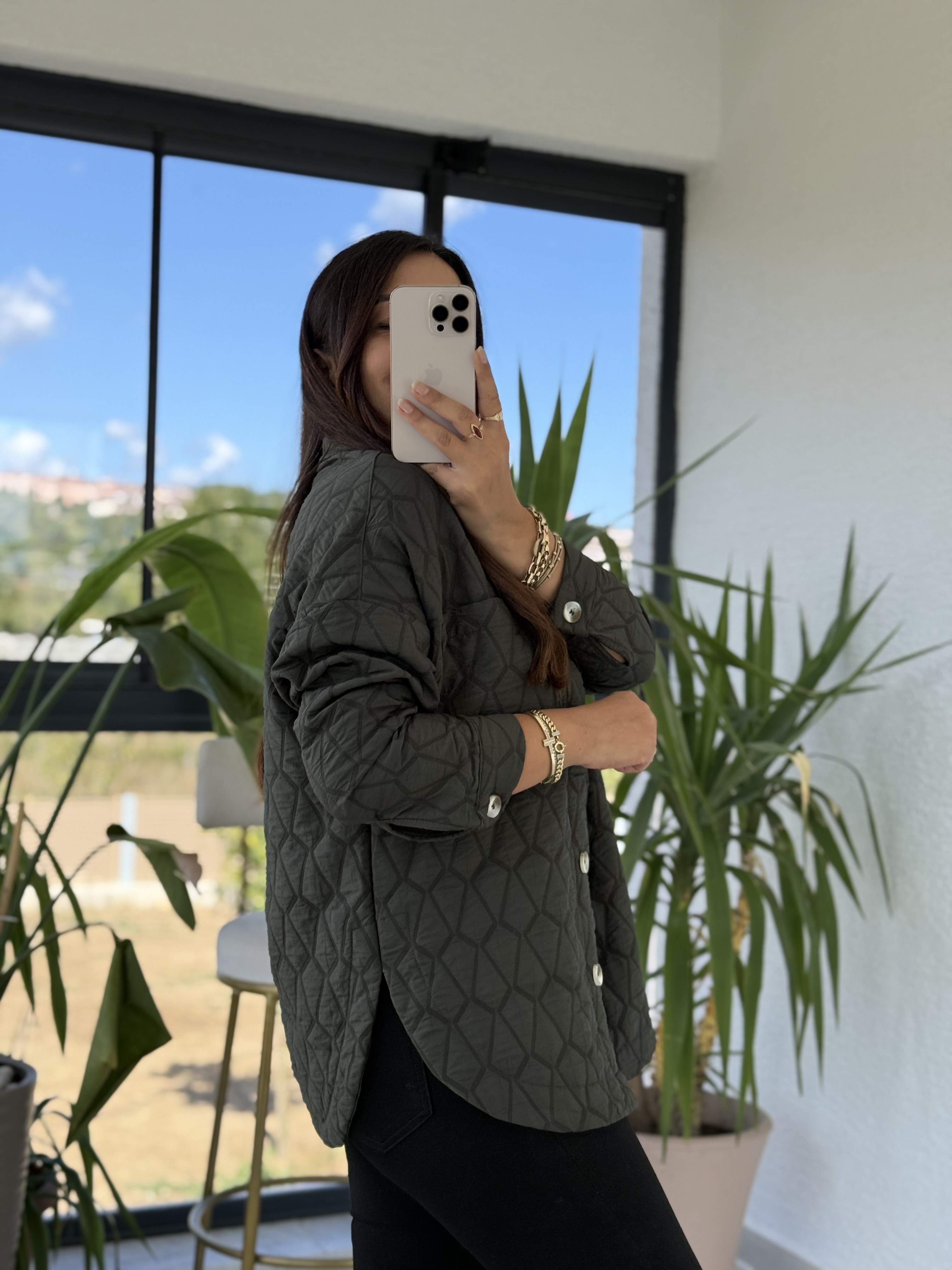Kapitone Düğmeli Ceket Zümrüt