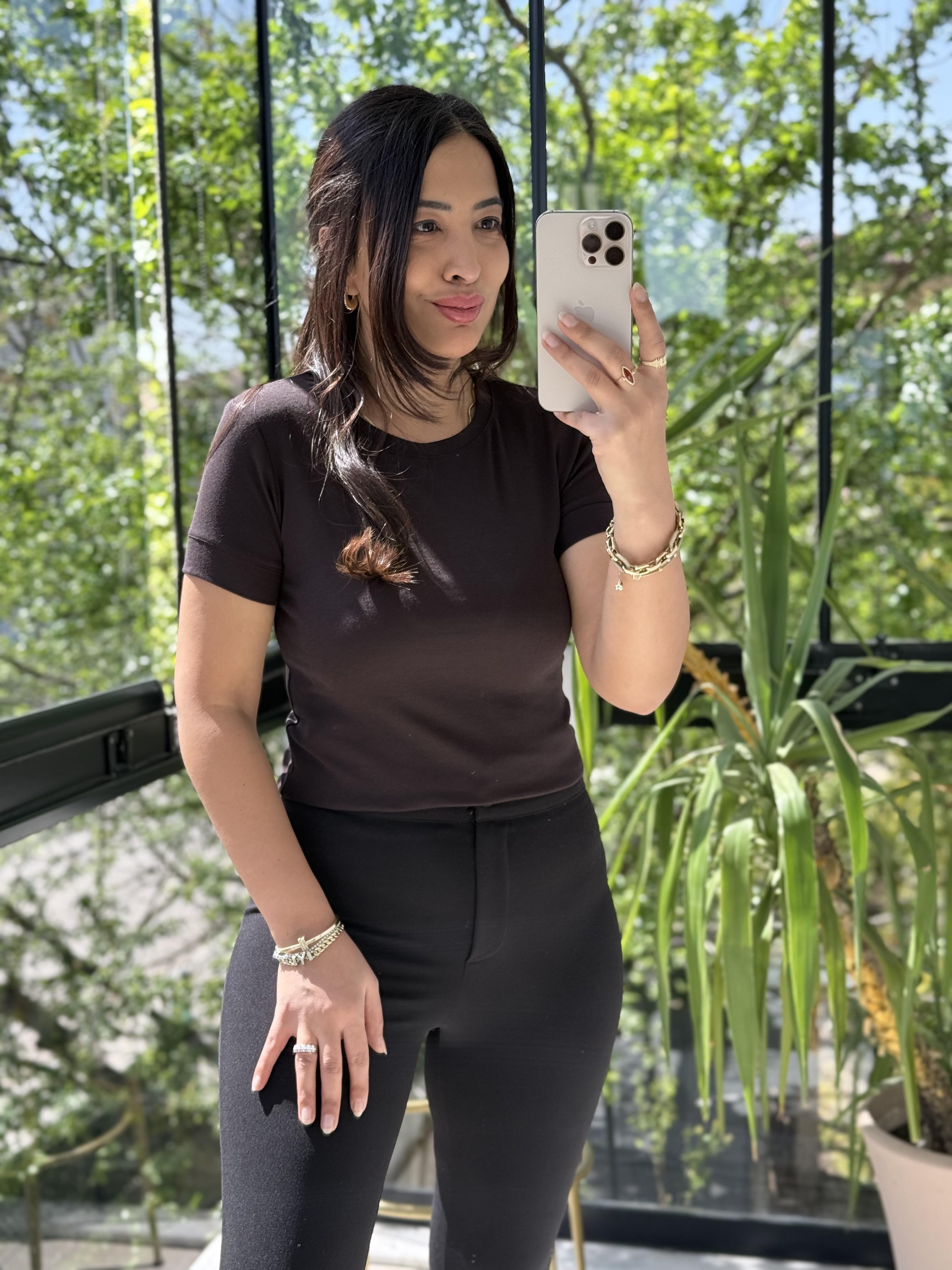 Dilvin Kısa Kollu Tişört Koyu Kahve