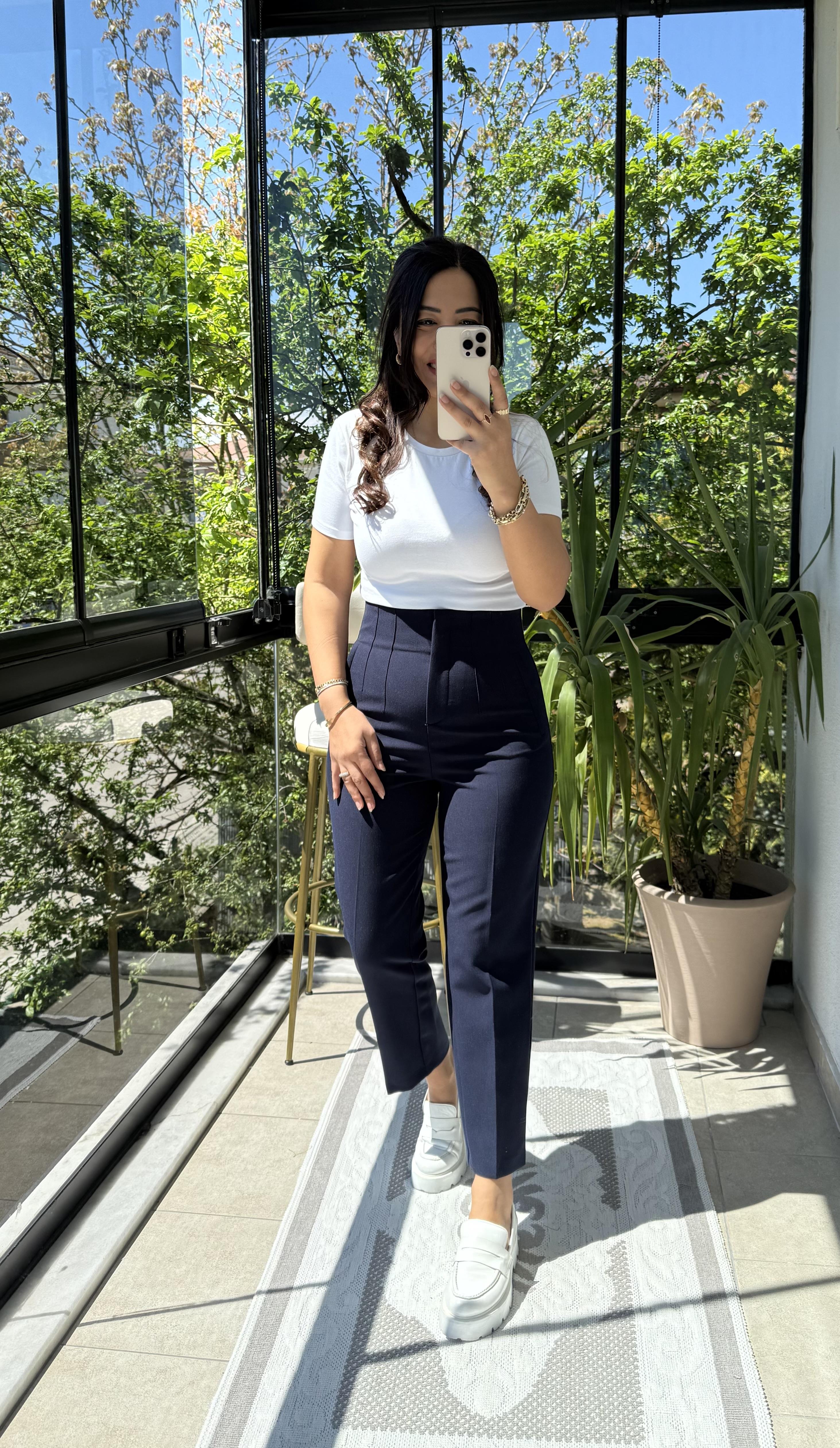 Düğmesiz Zra Model Kumaş Pantolon Lacivert