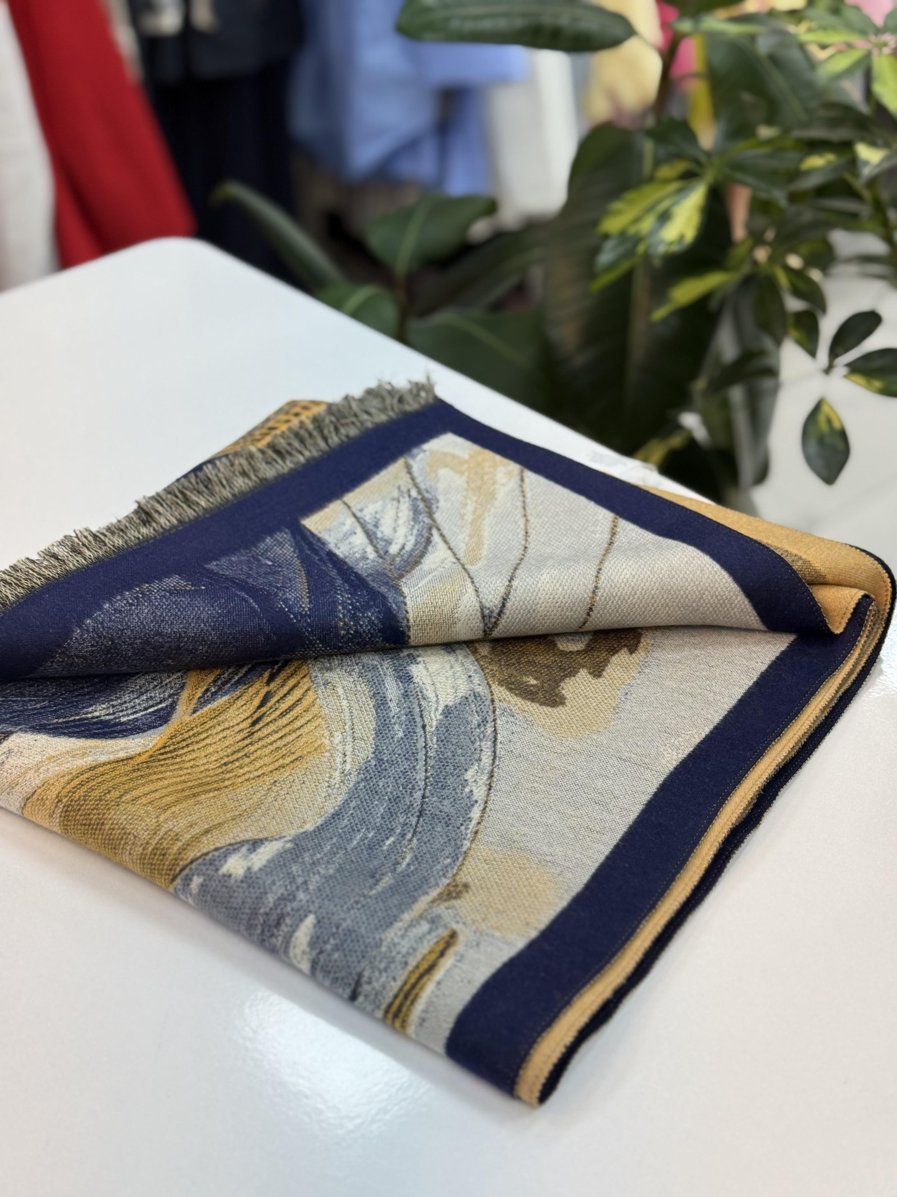 İthal Desenli  Kaşmir Şal Hardal