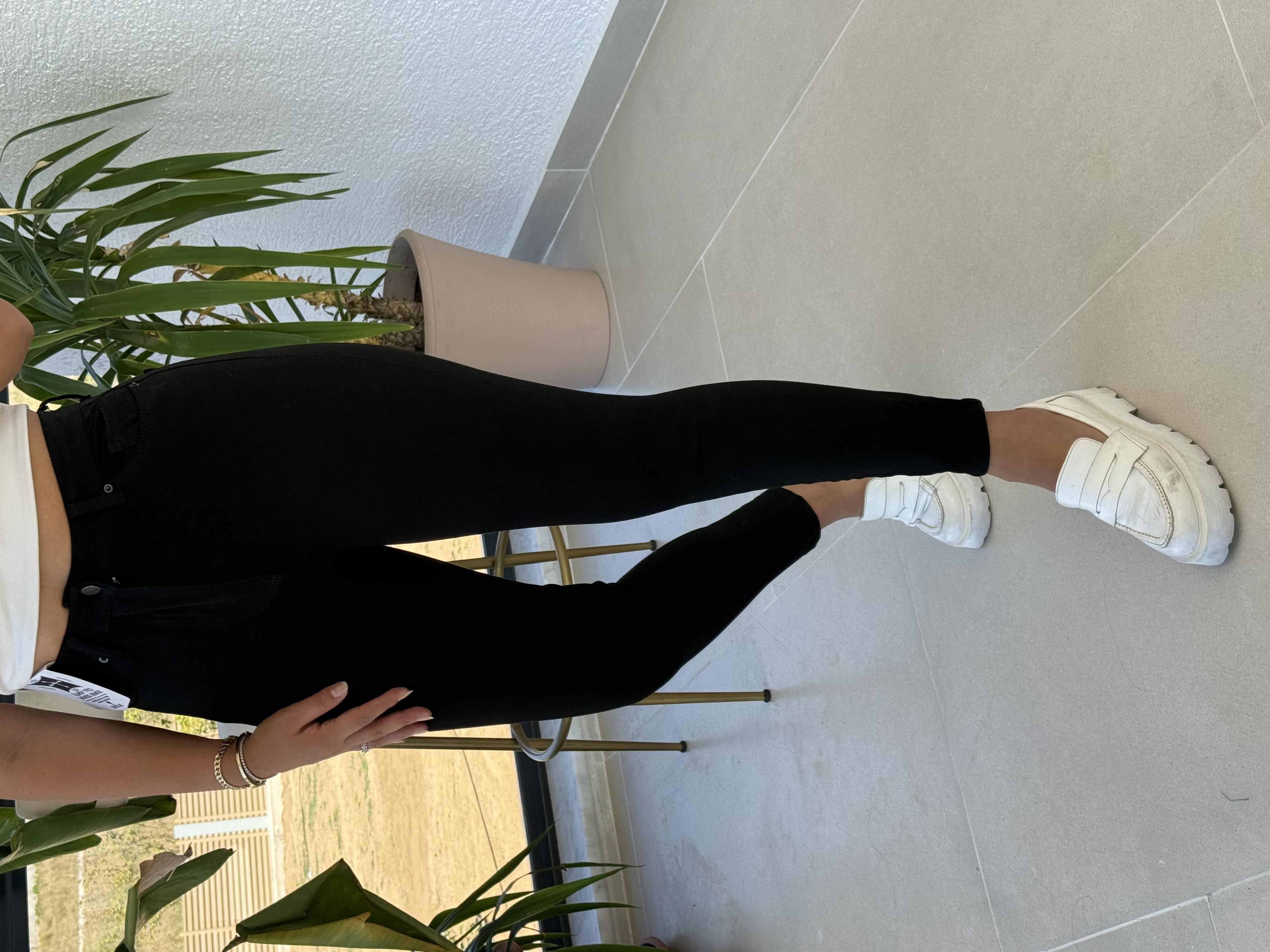 Enine Boyuna Likralı Skinny Jean Siyah