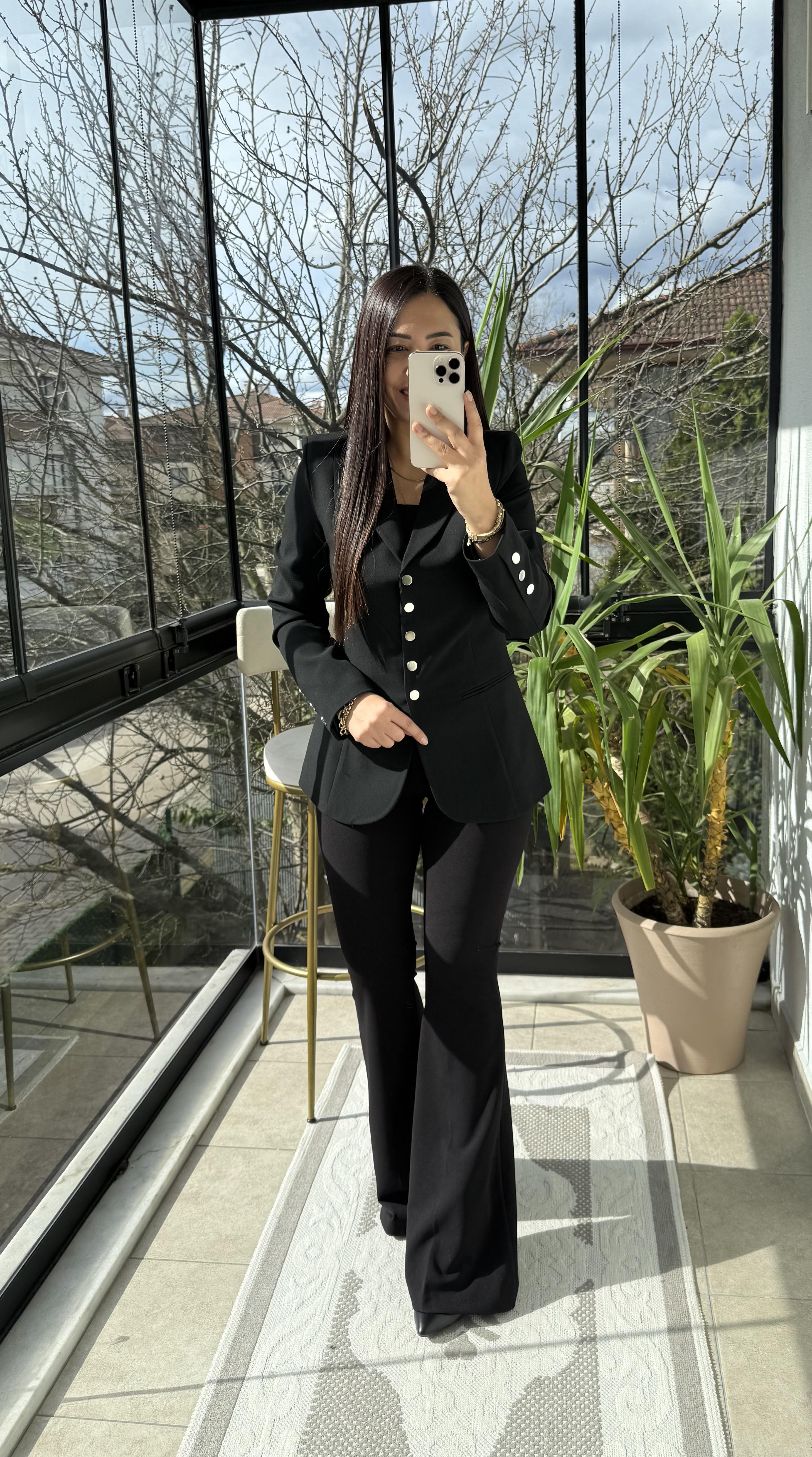 Beş Düğme Slimfit Blazer Ceket Siyah