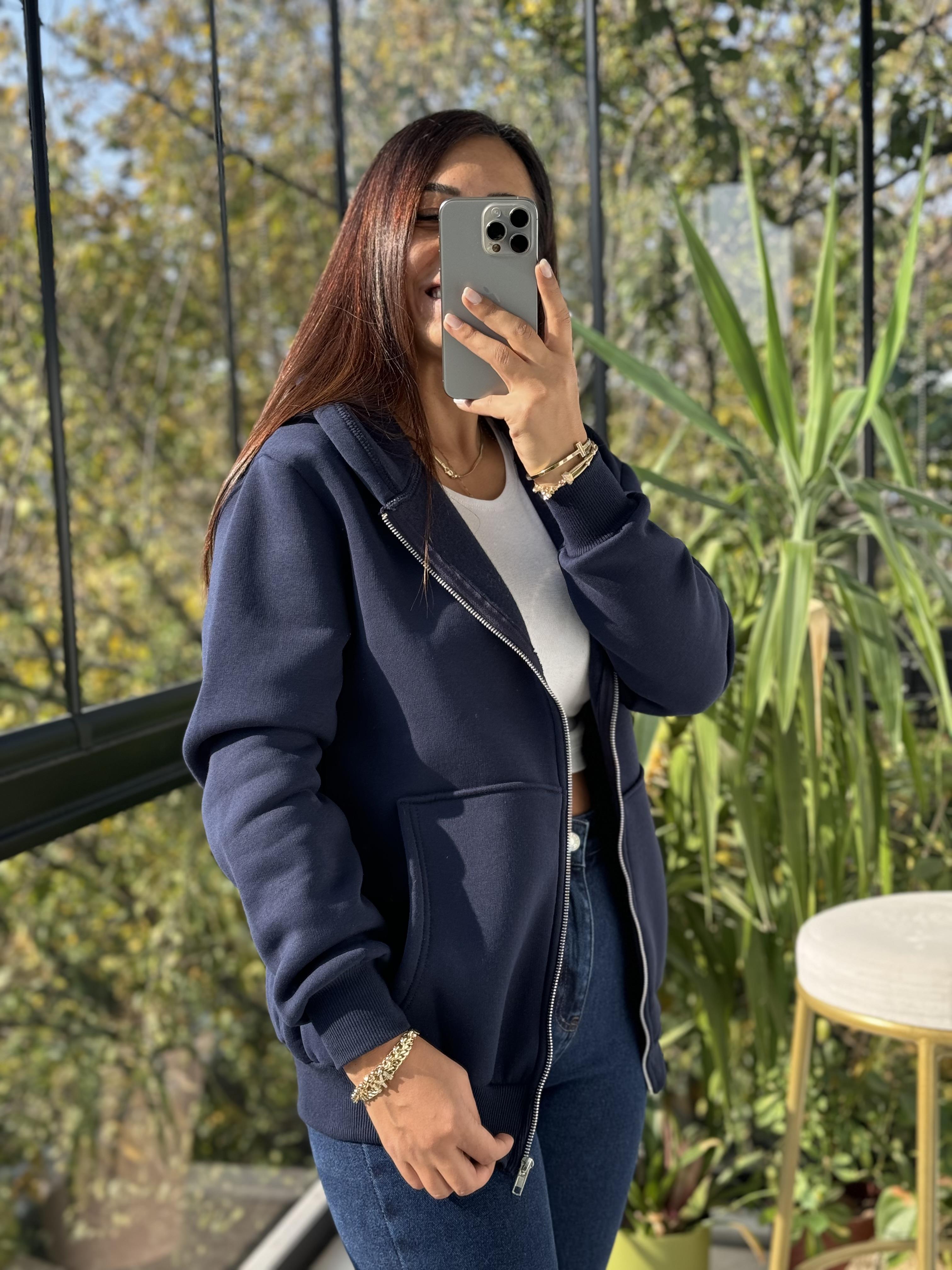 Fermuarlı Polar Lacivert