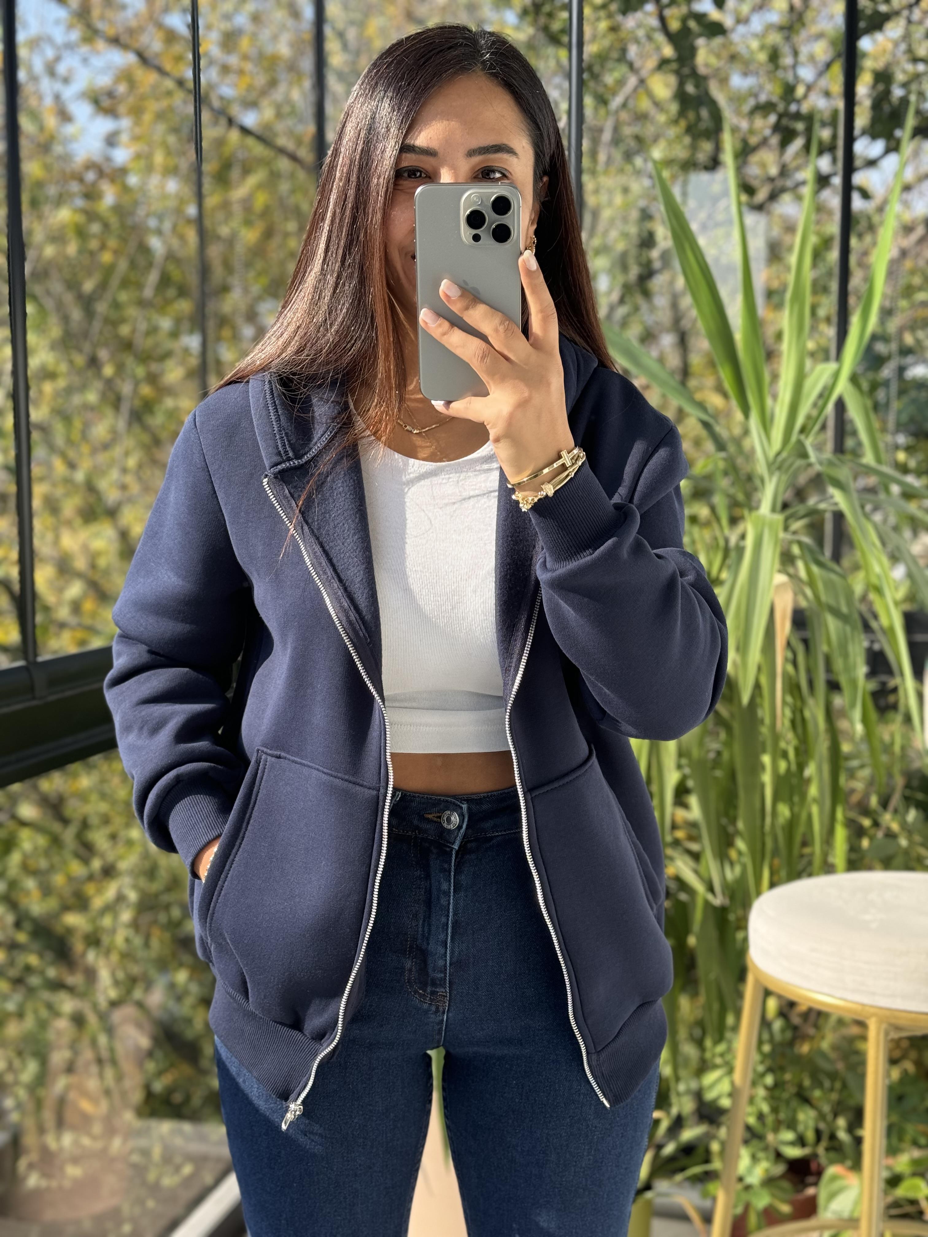 Fermuarlı Polar Lacivert