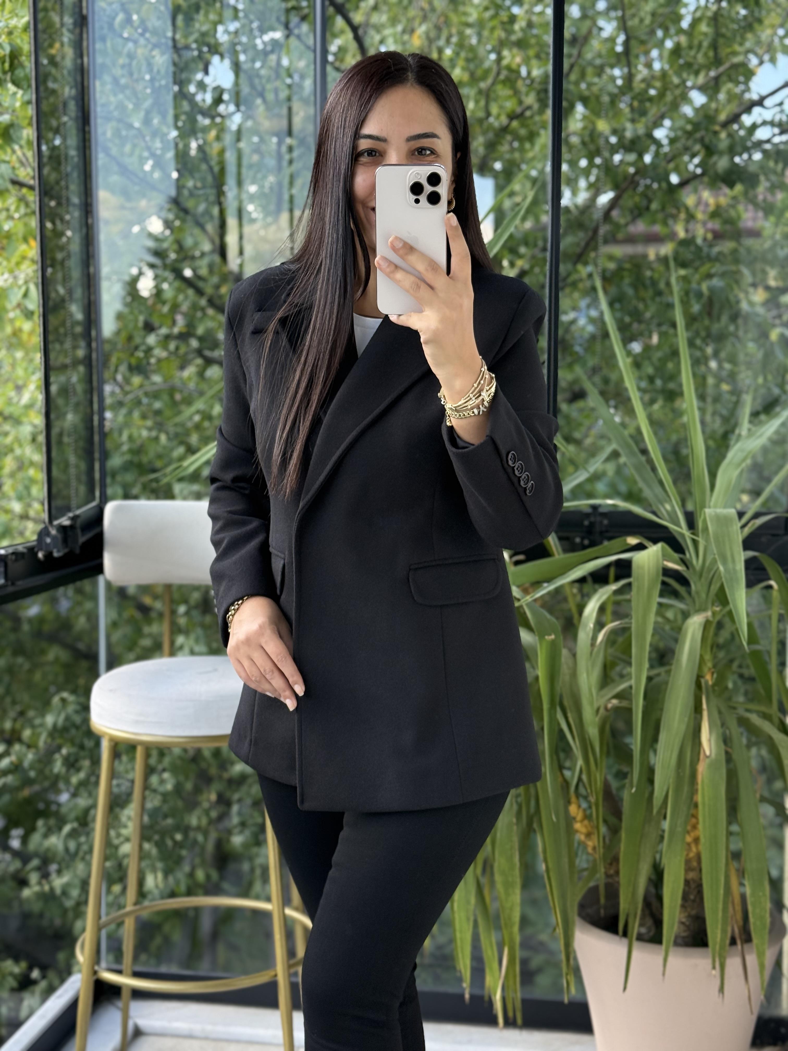 Kaşe Slim Blazer Ceket Siyah