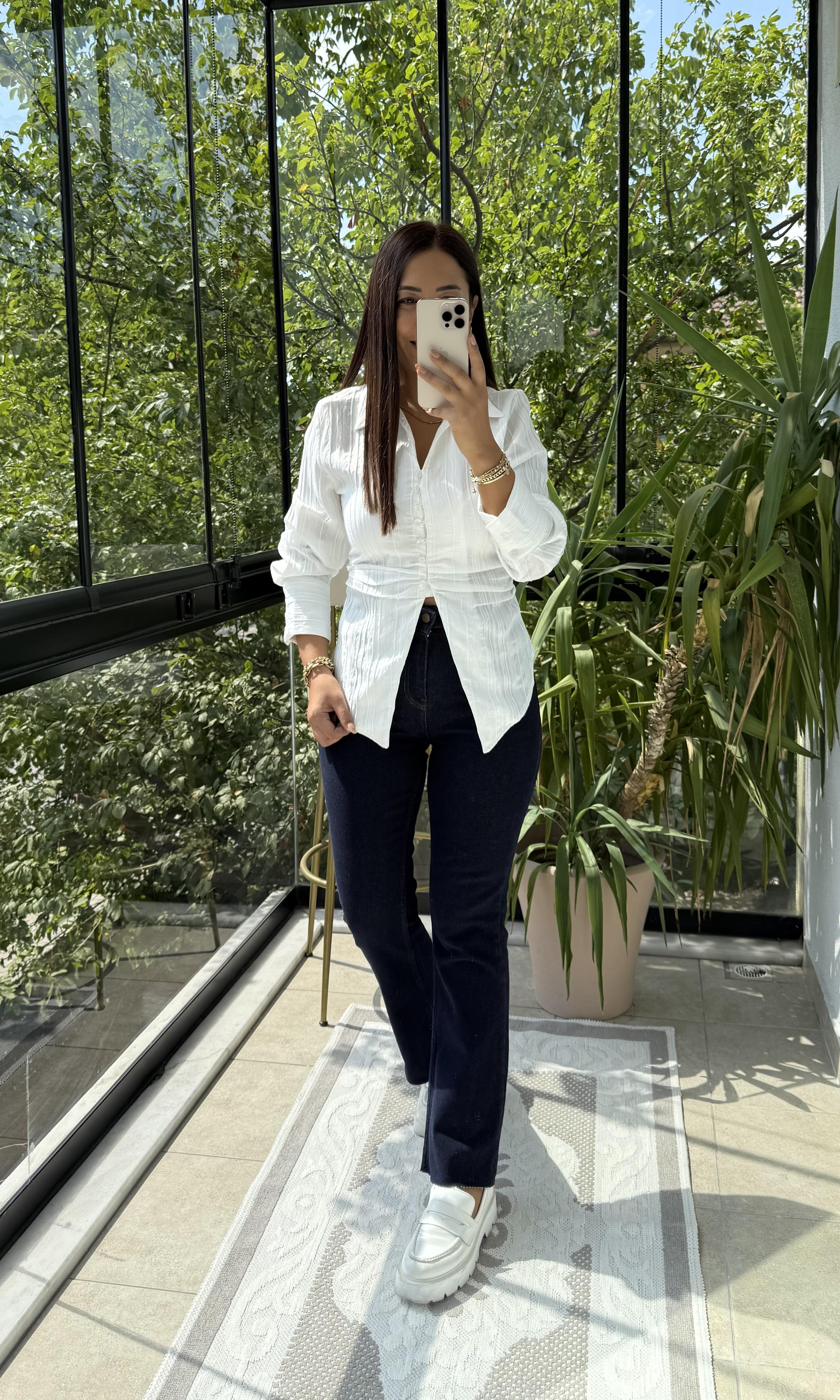 Gipeli Slim Gömlek Ekru