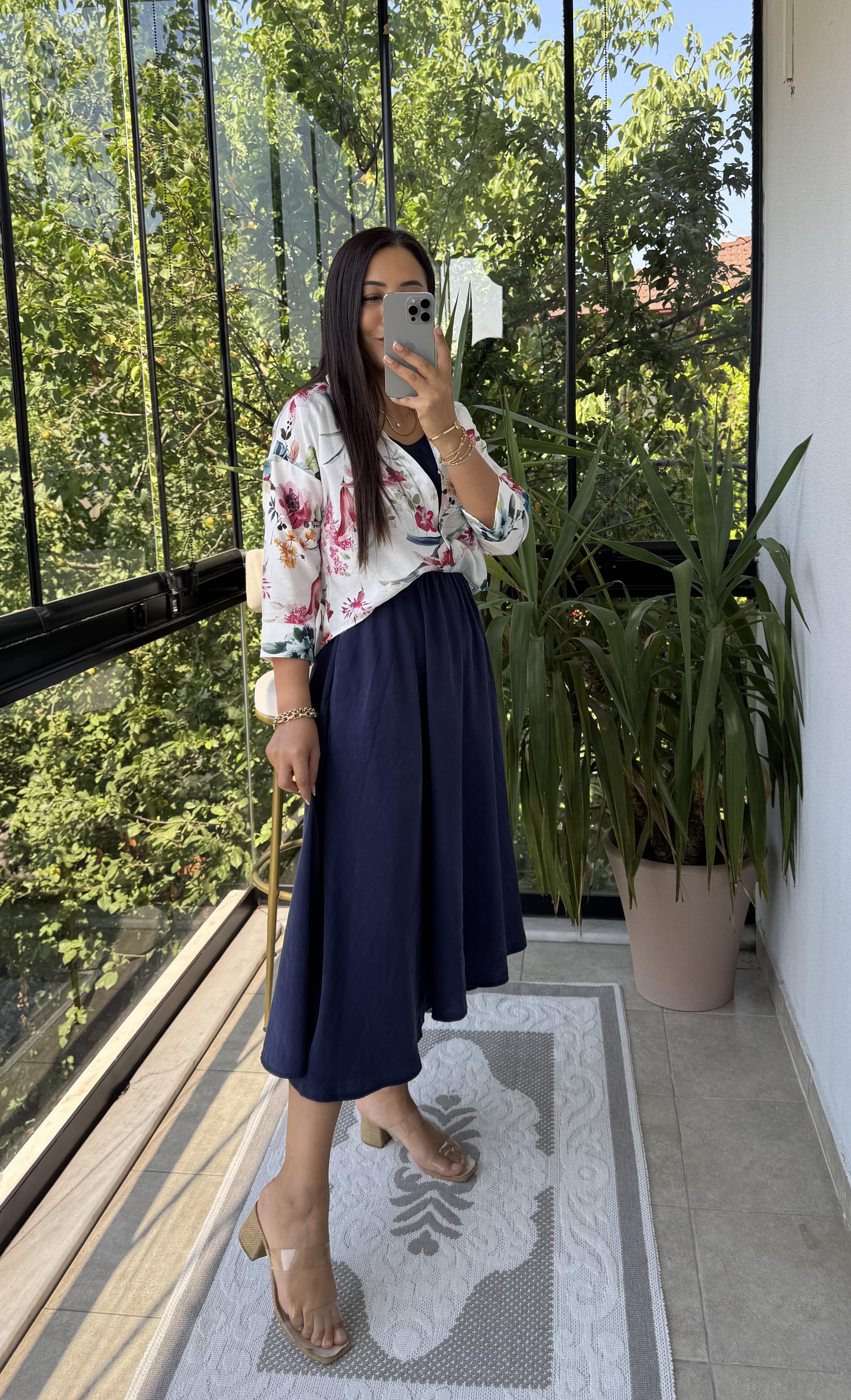 Gömlekli Elbise Çiçekli