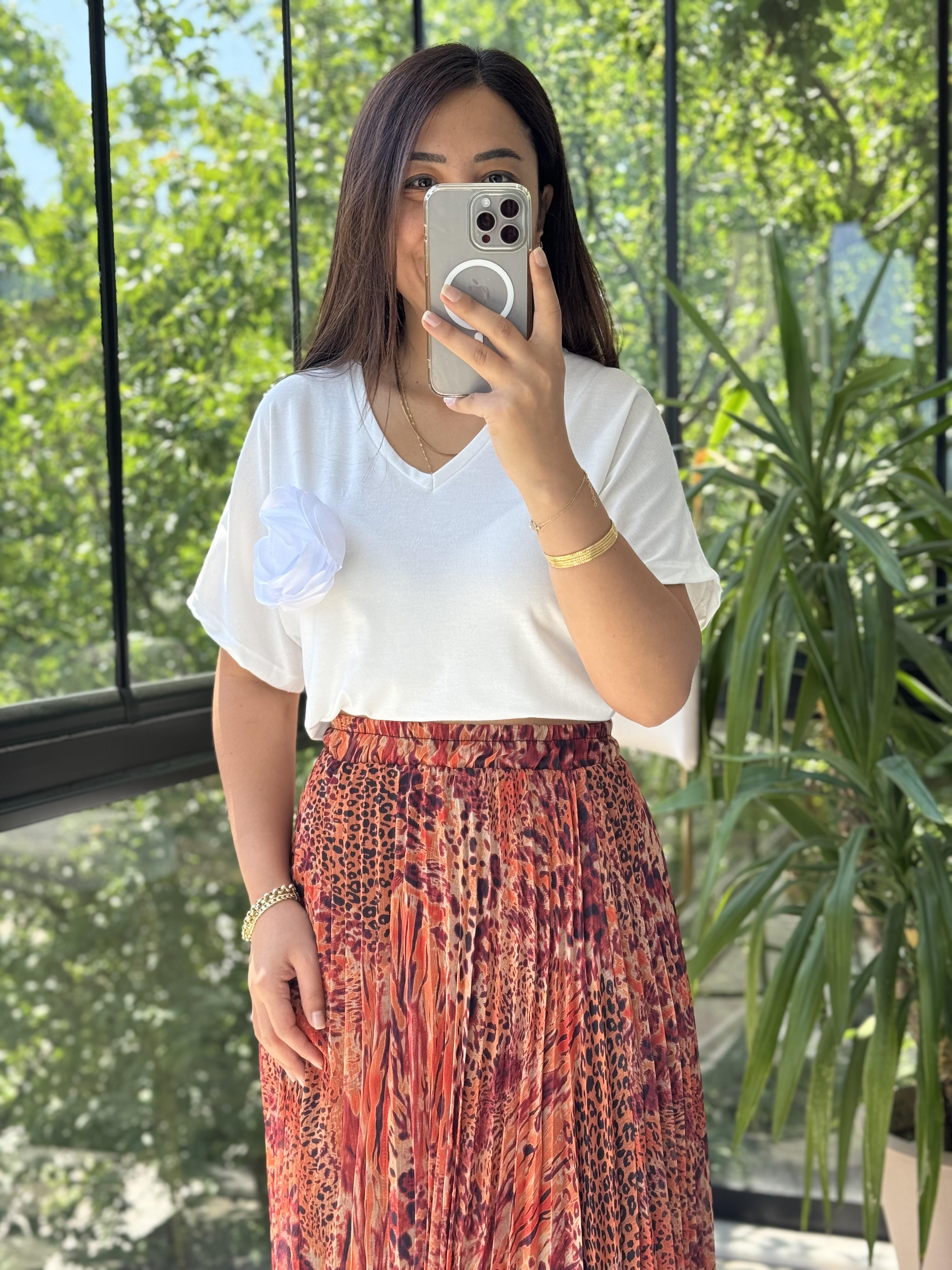 Güllü Tişört Ekru