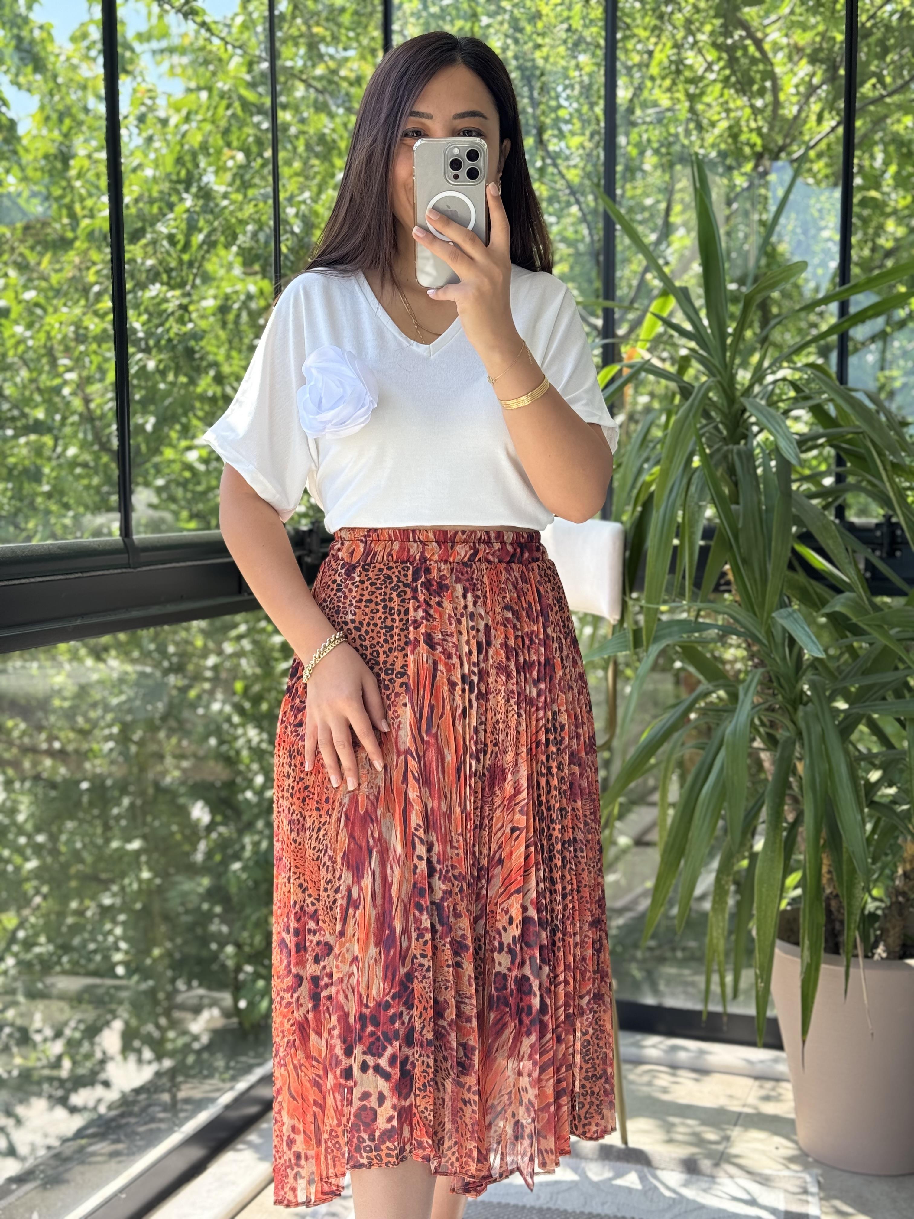 Güllü Tişört Ekru