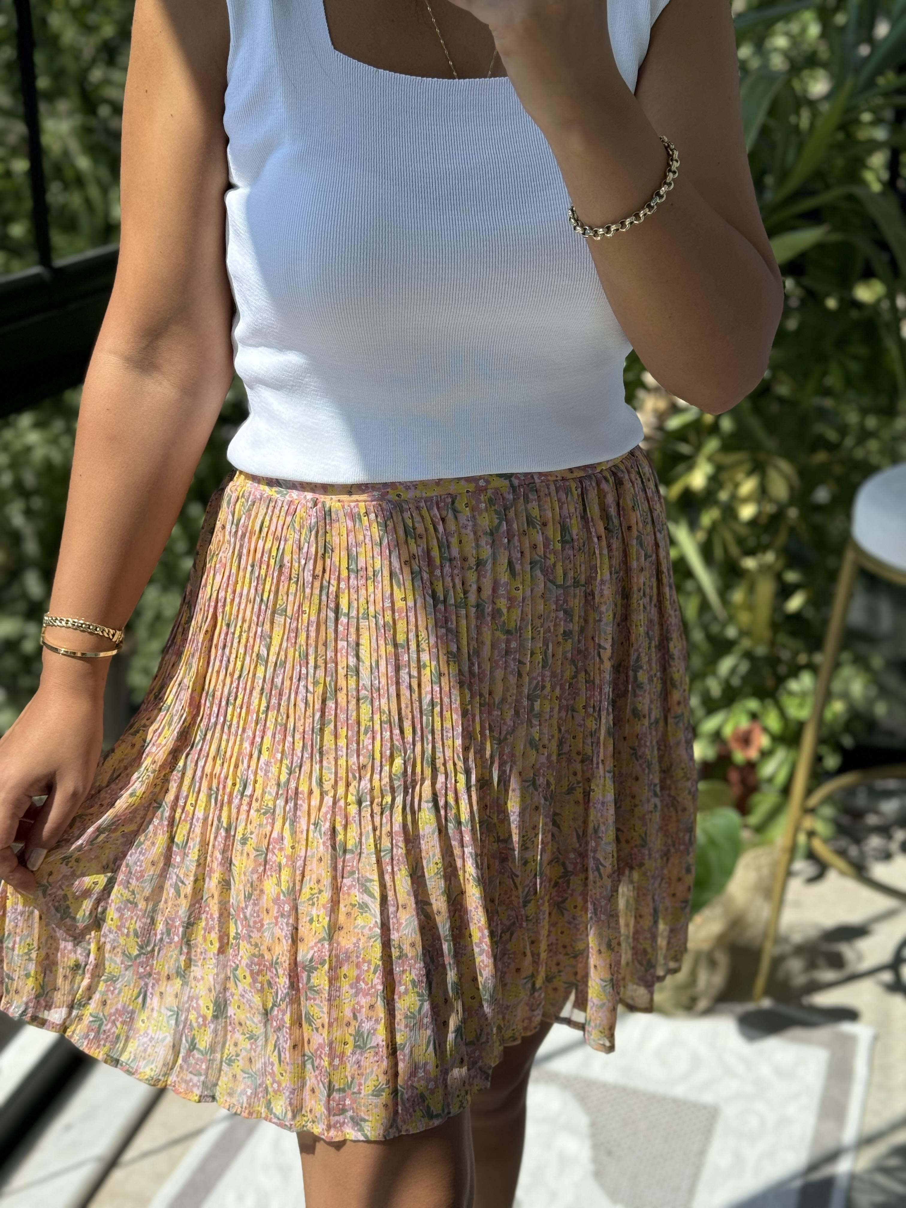 İnce Pileli Kısa Etek Somon