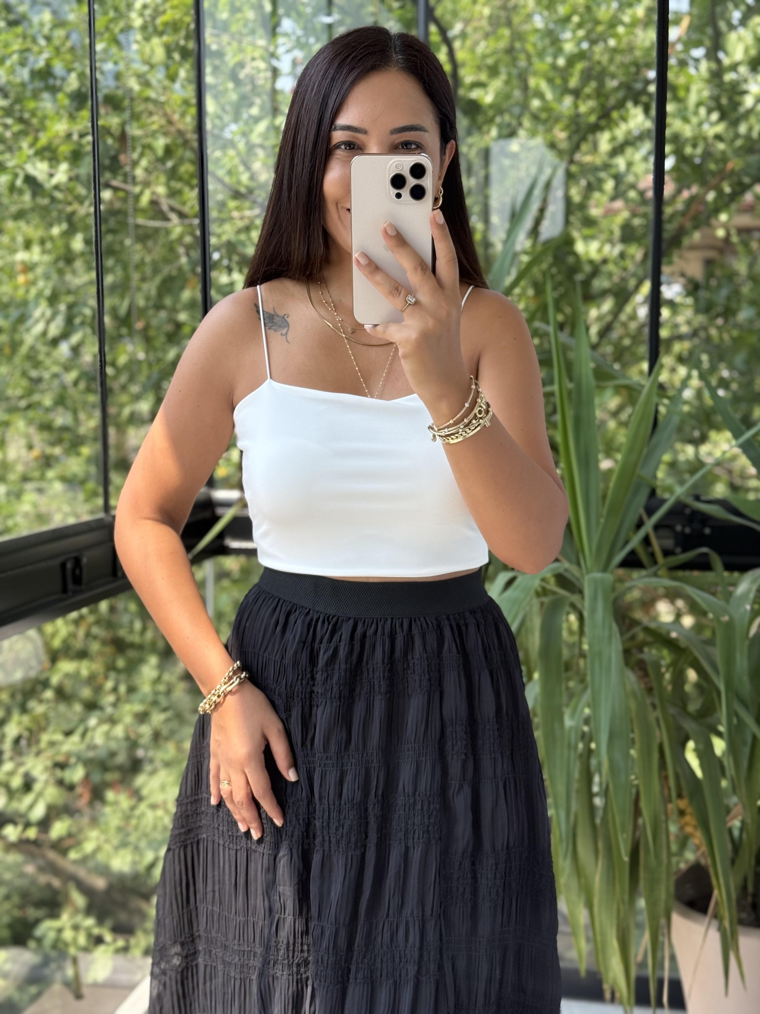 İp Askılı Crop Atlet Beyaz