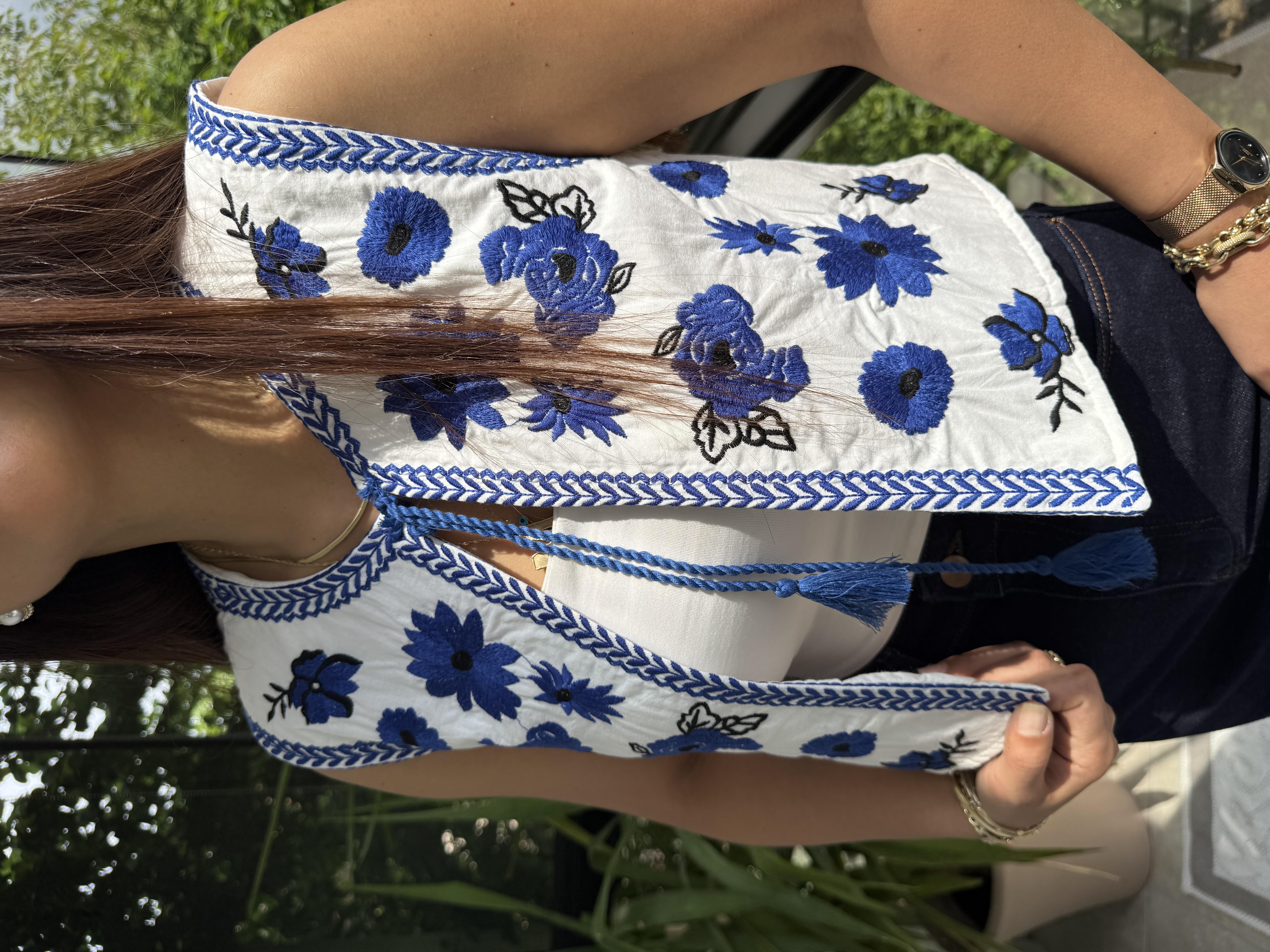 İşlemeli Nakışlı Yelek lacivert