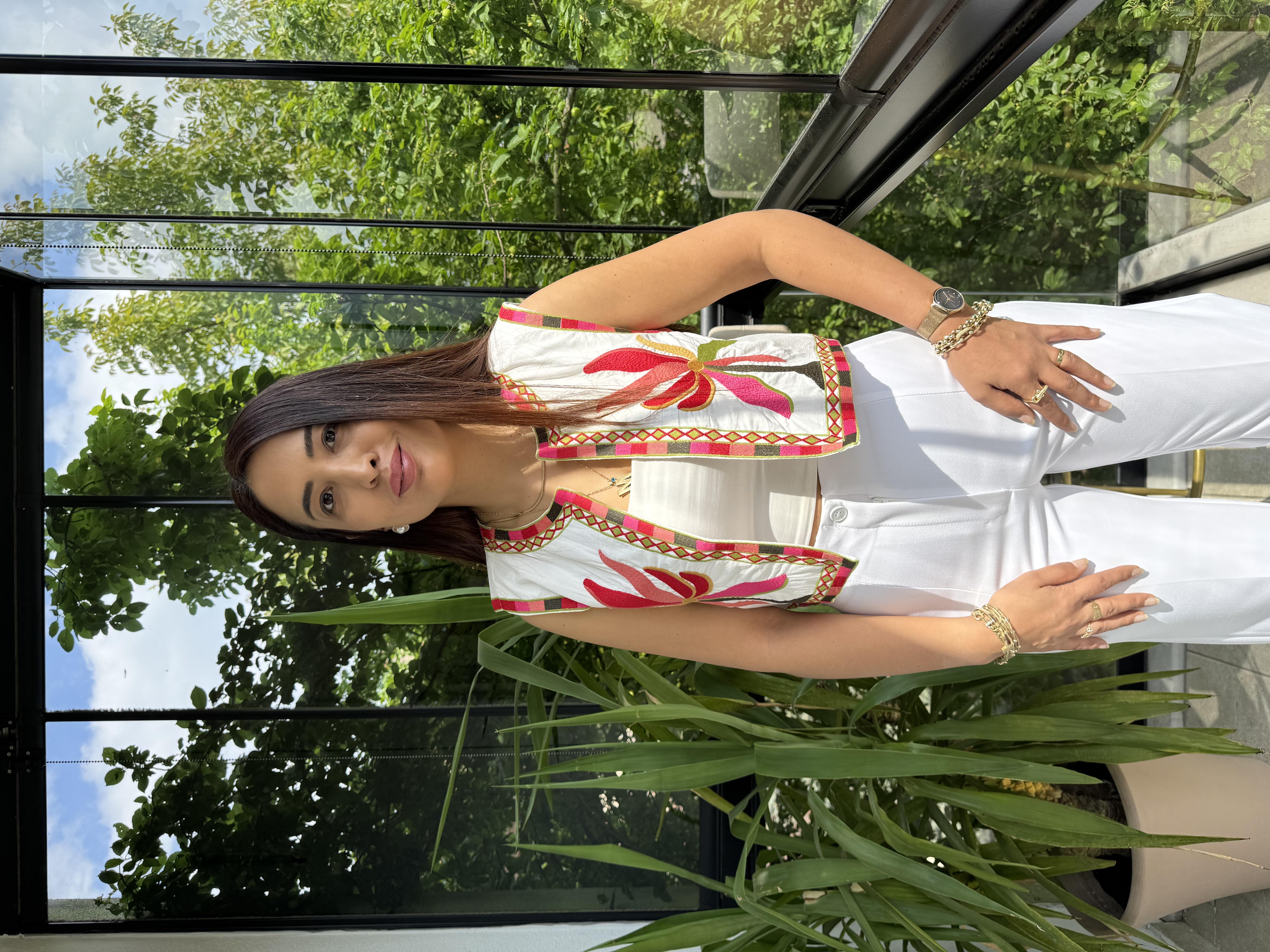 İşlemeli Nakışlı Yelek Pembe