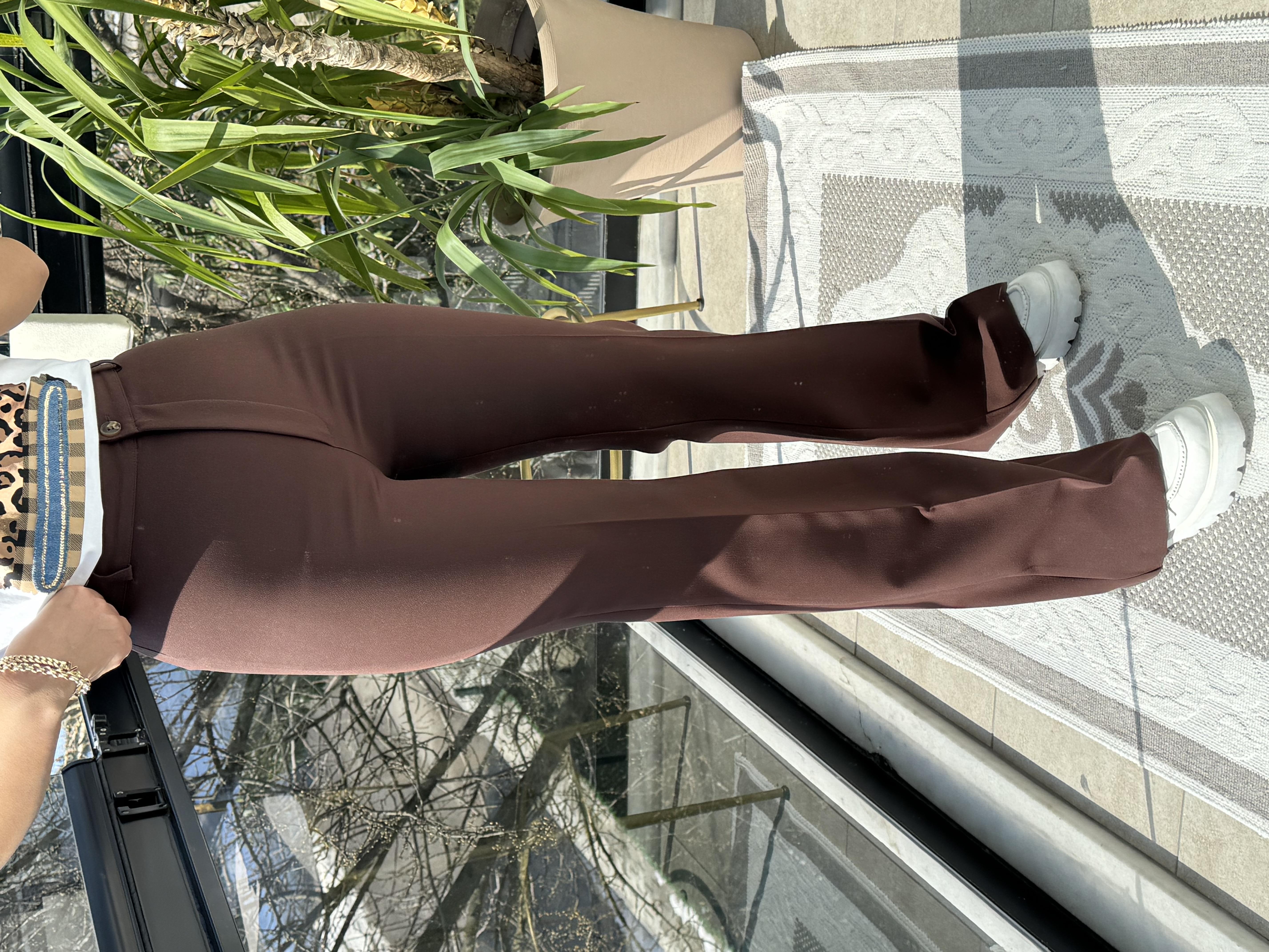 İspanyol Kumaş Pantolon Koyu Kahve