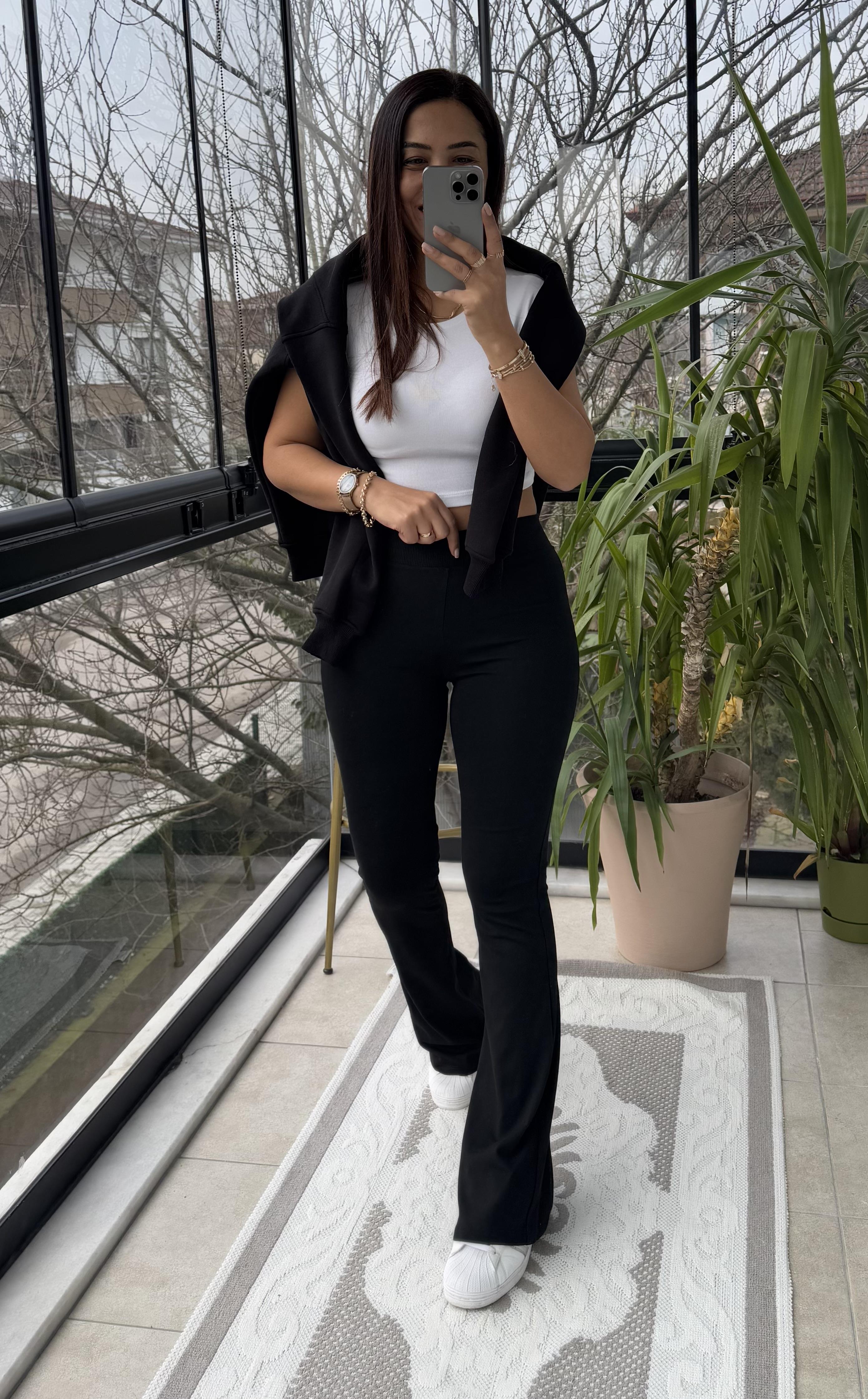 İspanyol Tayt Pantolon Siyah